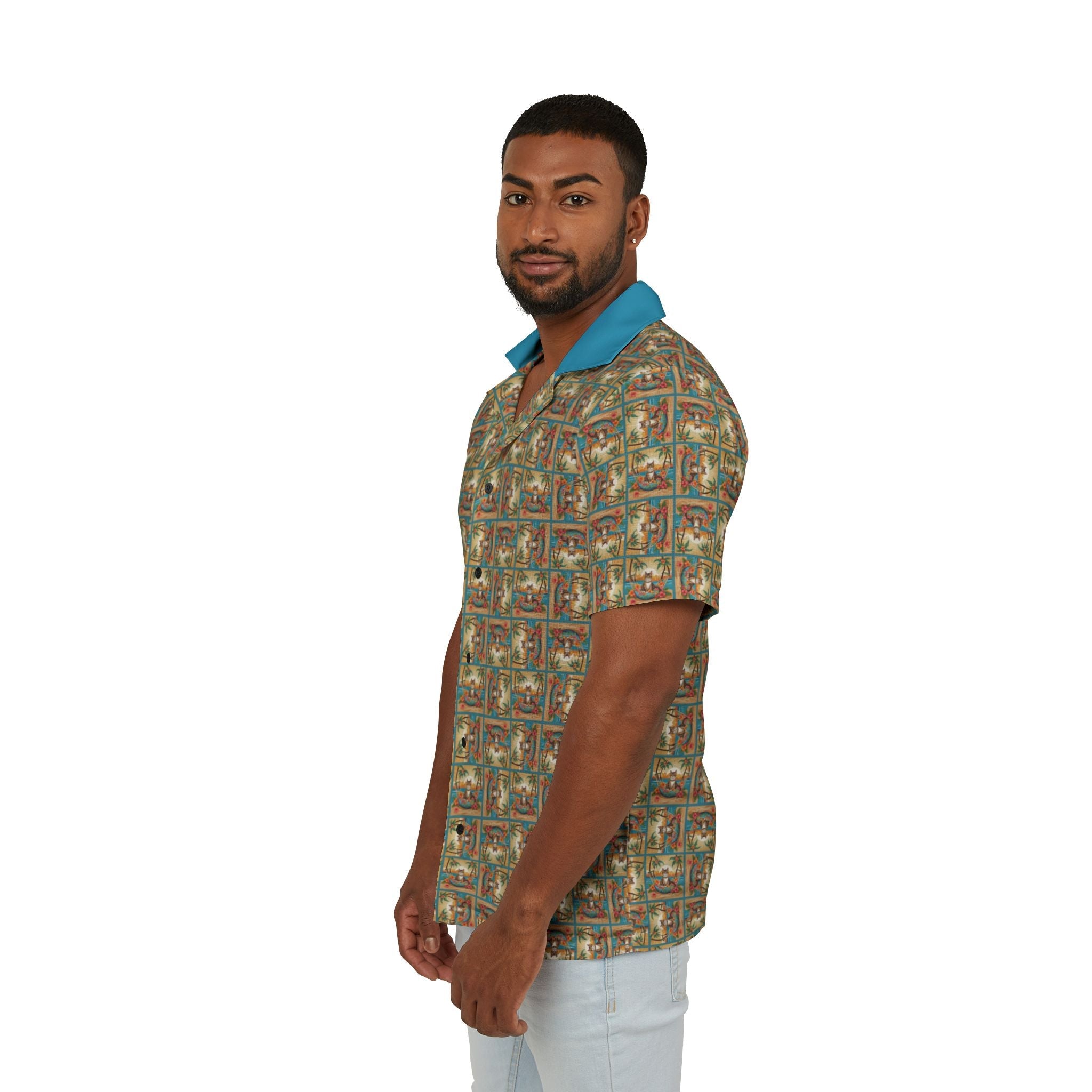 Aloha Cat Men's Hawaiian Camp Shirt - Clothing, Hawaiian Style Shirts - EpiAl's Shop