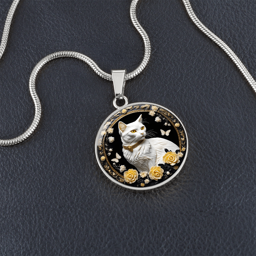 Butterfly Cat Cameo Necklace ShineOn Fulfillment