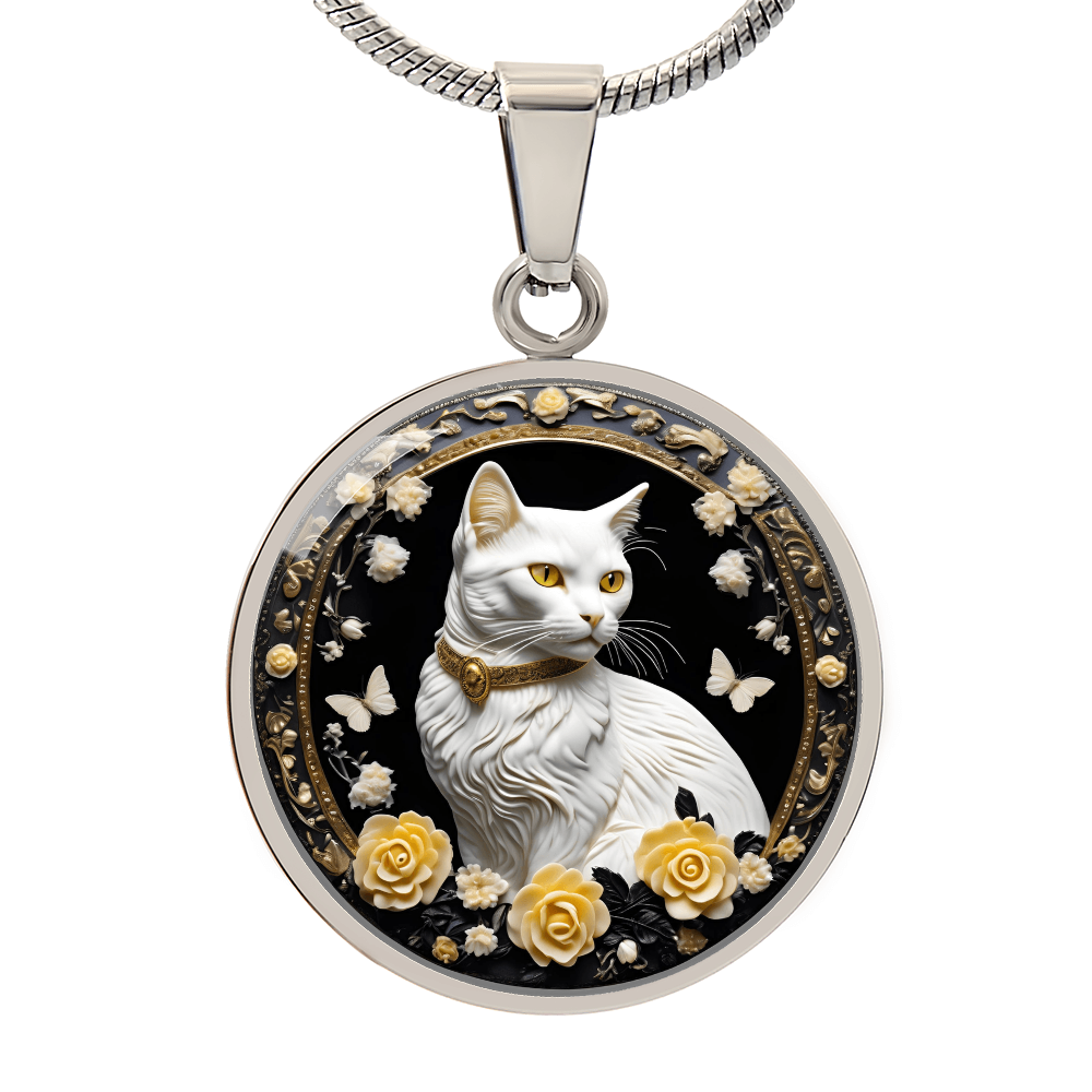 Butterfly Cat Cameo Necklace ShineOn Fulfillment