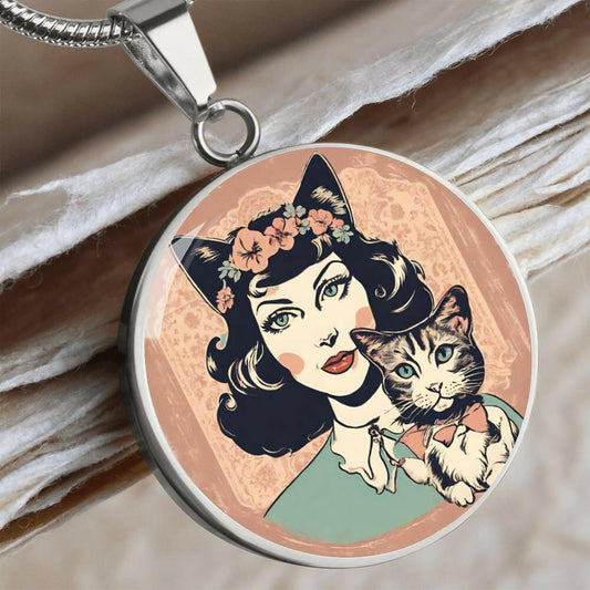 Vintage Cat Lady Necklace.