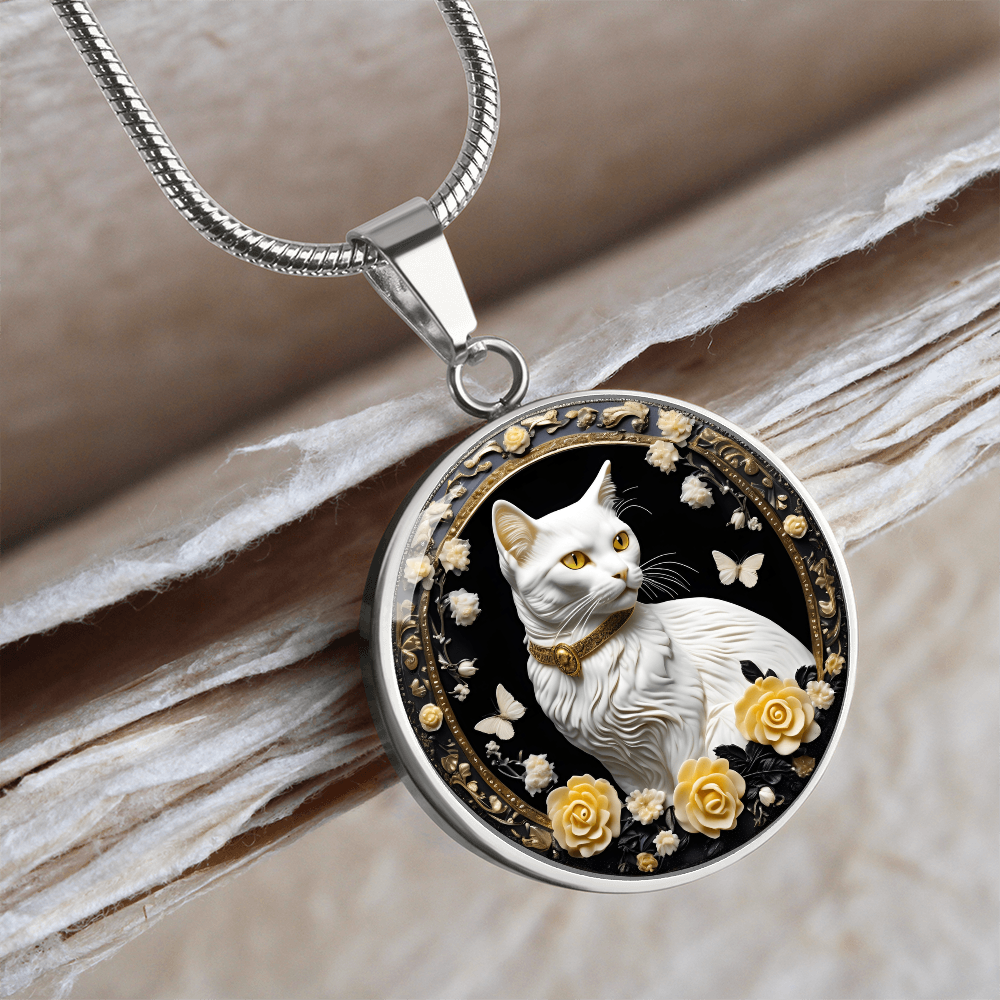 Butterfly Cat Cameo Necklace ShineOn Fulfillment