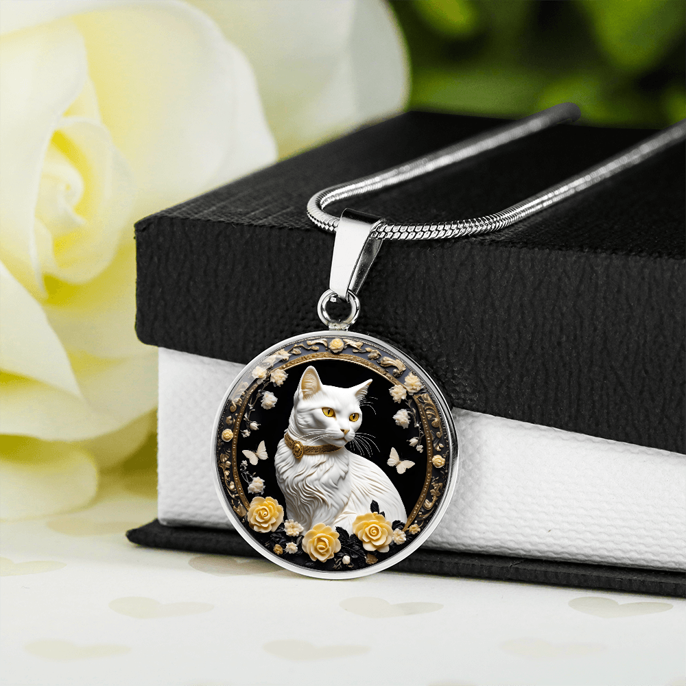 Butterfly Cat Cameo Necklace ShineOn Fulfillment