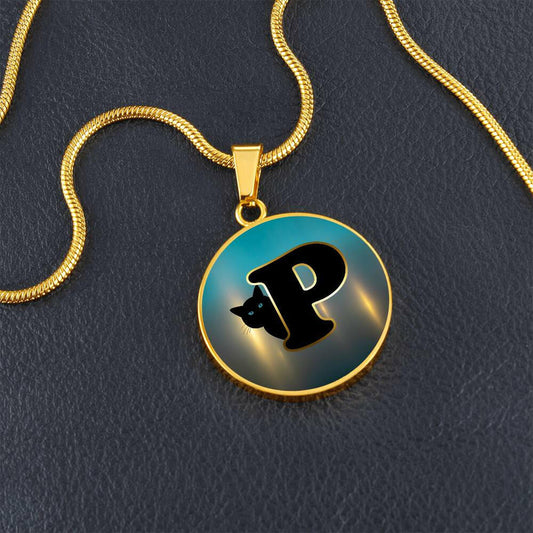 Turquoise Gold P Necklace.