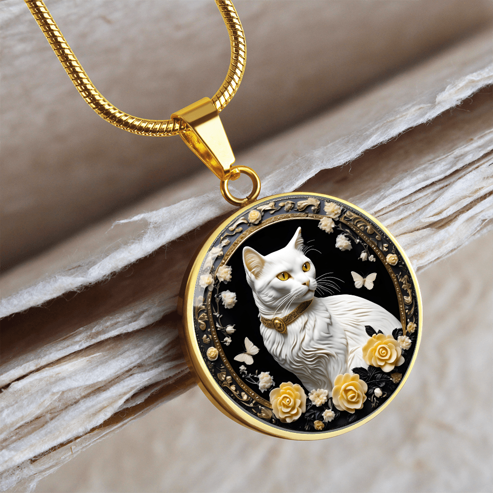 Butterfly Cat Cameo Necklace ShineOn Fulfillment