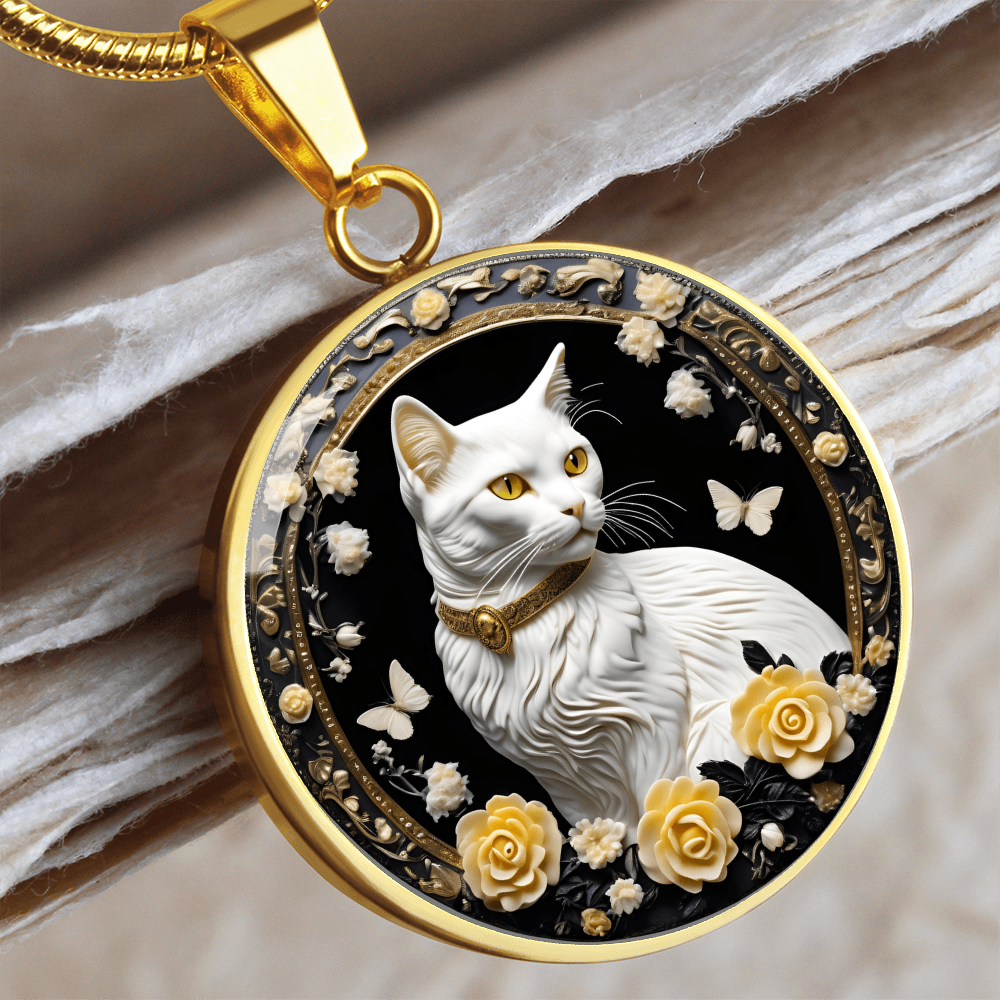 Butterfly Cat Cameo Necklace ShineOn Fulfillment