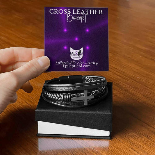 Al's Cross Leather Bracelet for Men.