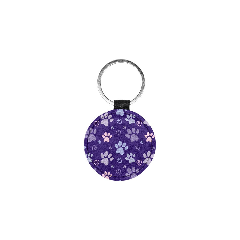 Large Lilac Paws Round Pet ID Tag