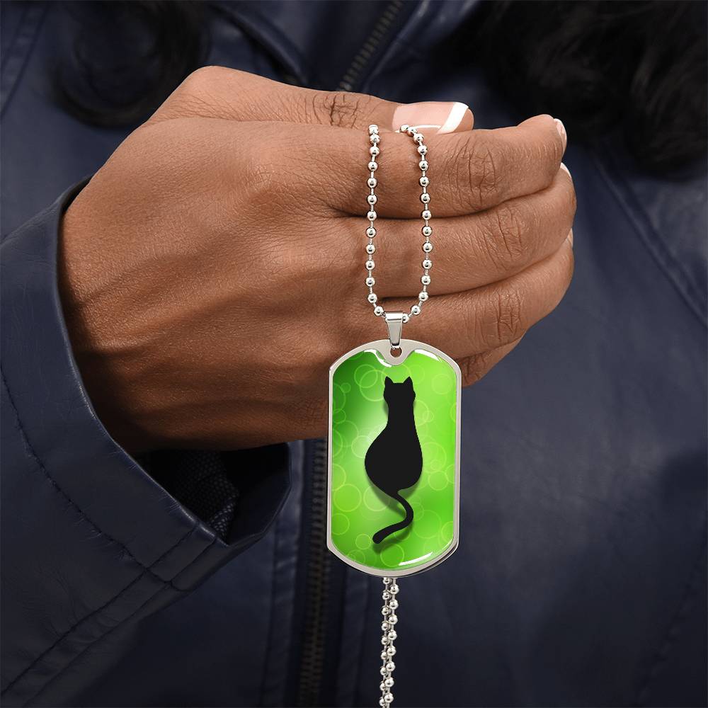 Black Kitty on Green Necklace - Jewelry - Epileptic Al’s Shop