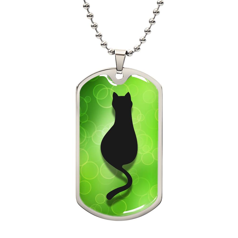 Black Kitty on Green Necklace - Jewelry - Epileptic Al’s Shop
