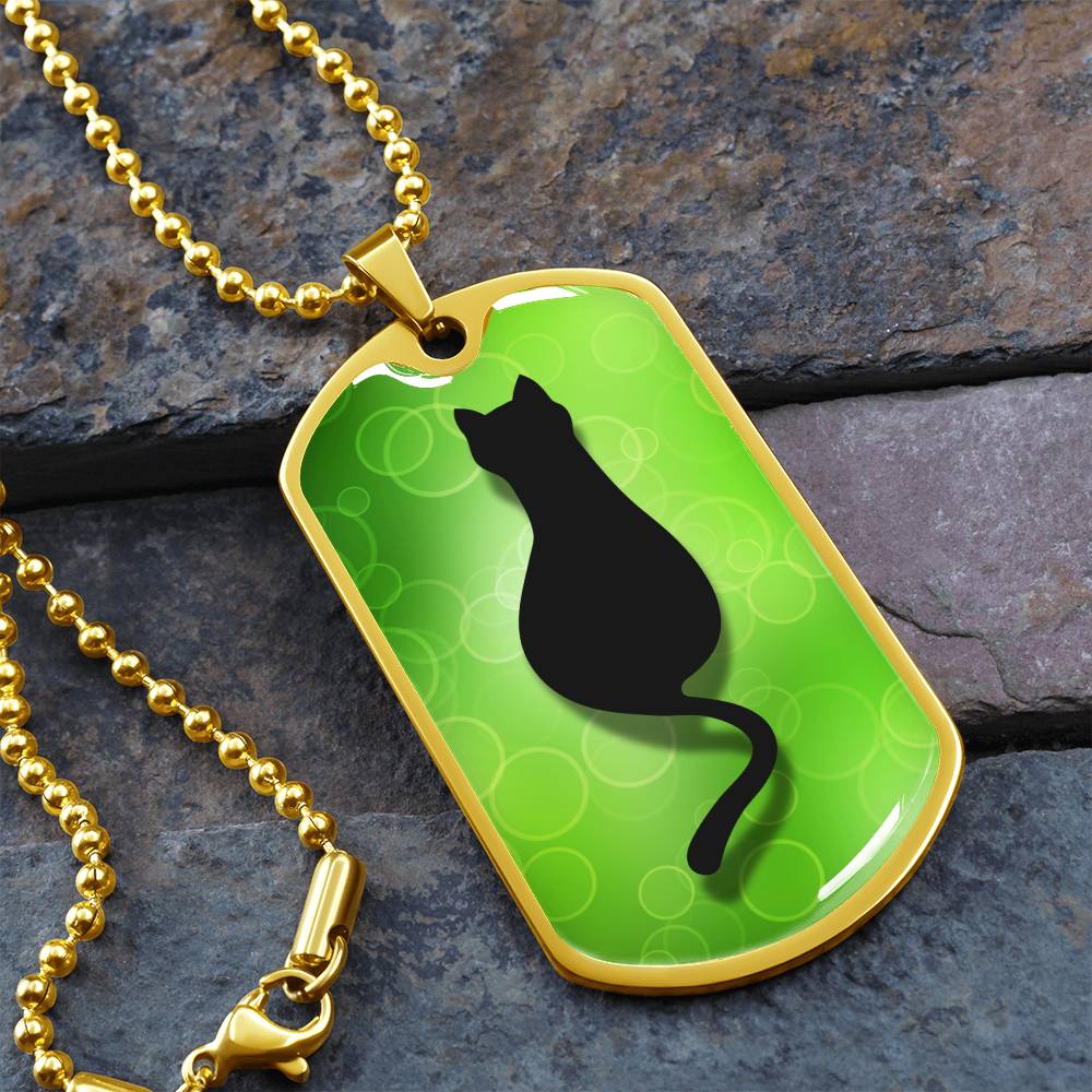 Black Kitty on Green Necklace - Jewelry - Epileptic Al’s Shop