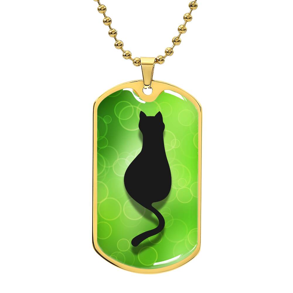 Black Kitty on Green Necklace - Jewelry - Epileptic Al’s Shop