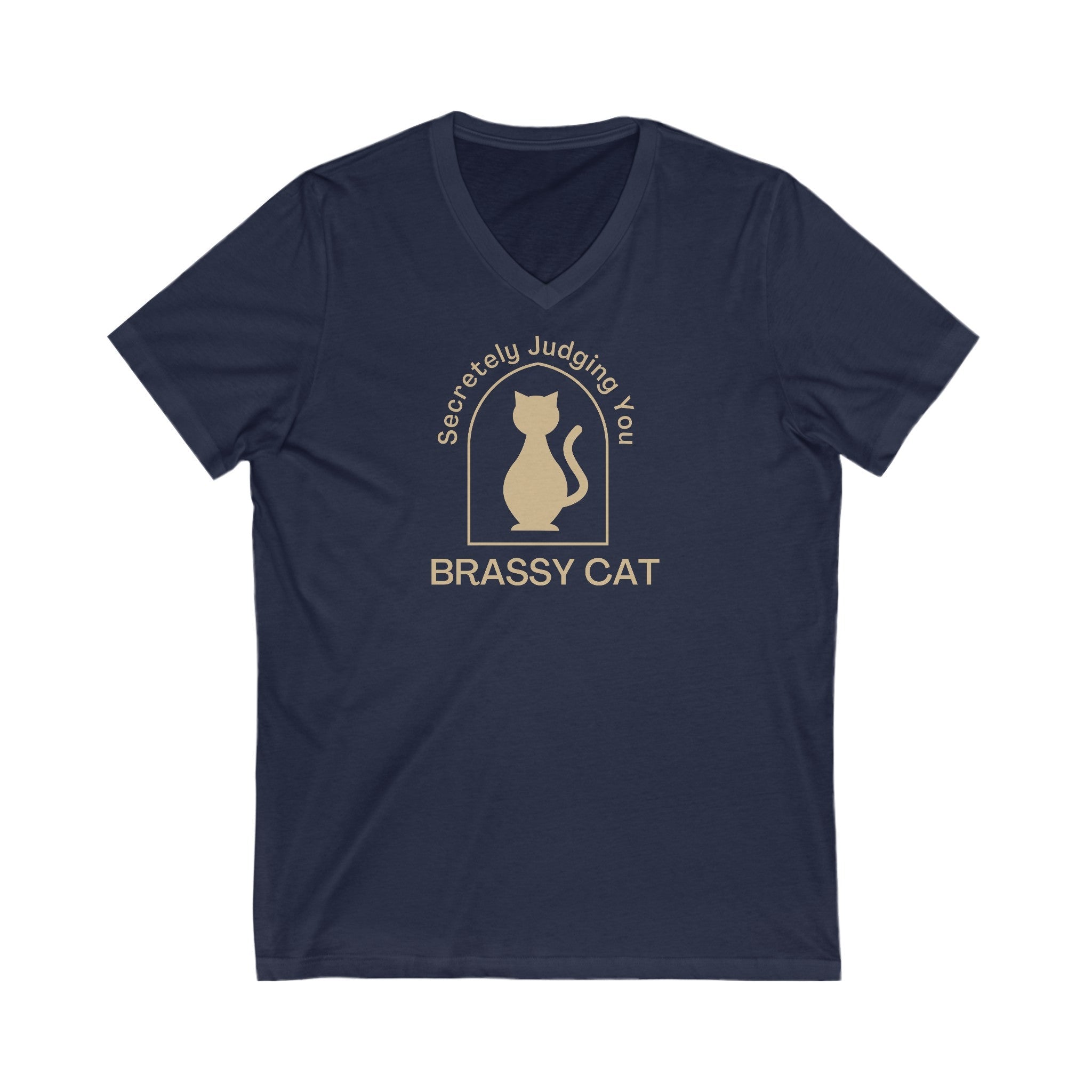 Brassy Cat Unisex Jersey Short Sleeve V-Neck Tee - EpiAl's Shop