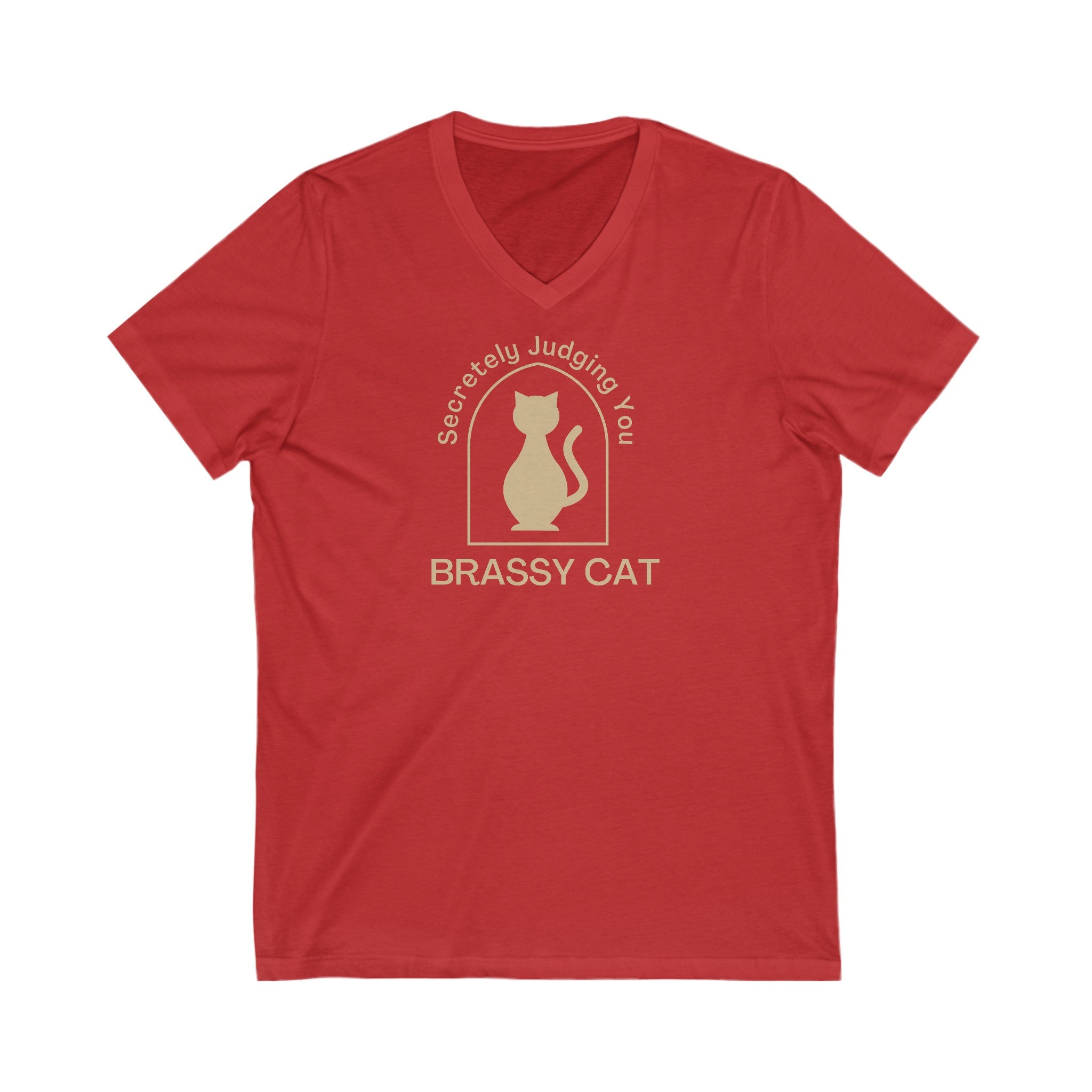 Brassy Cat Unisex Jersey Short Sleeve V-Neck Tee - EpiAl's Shop