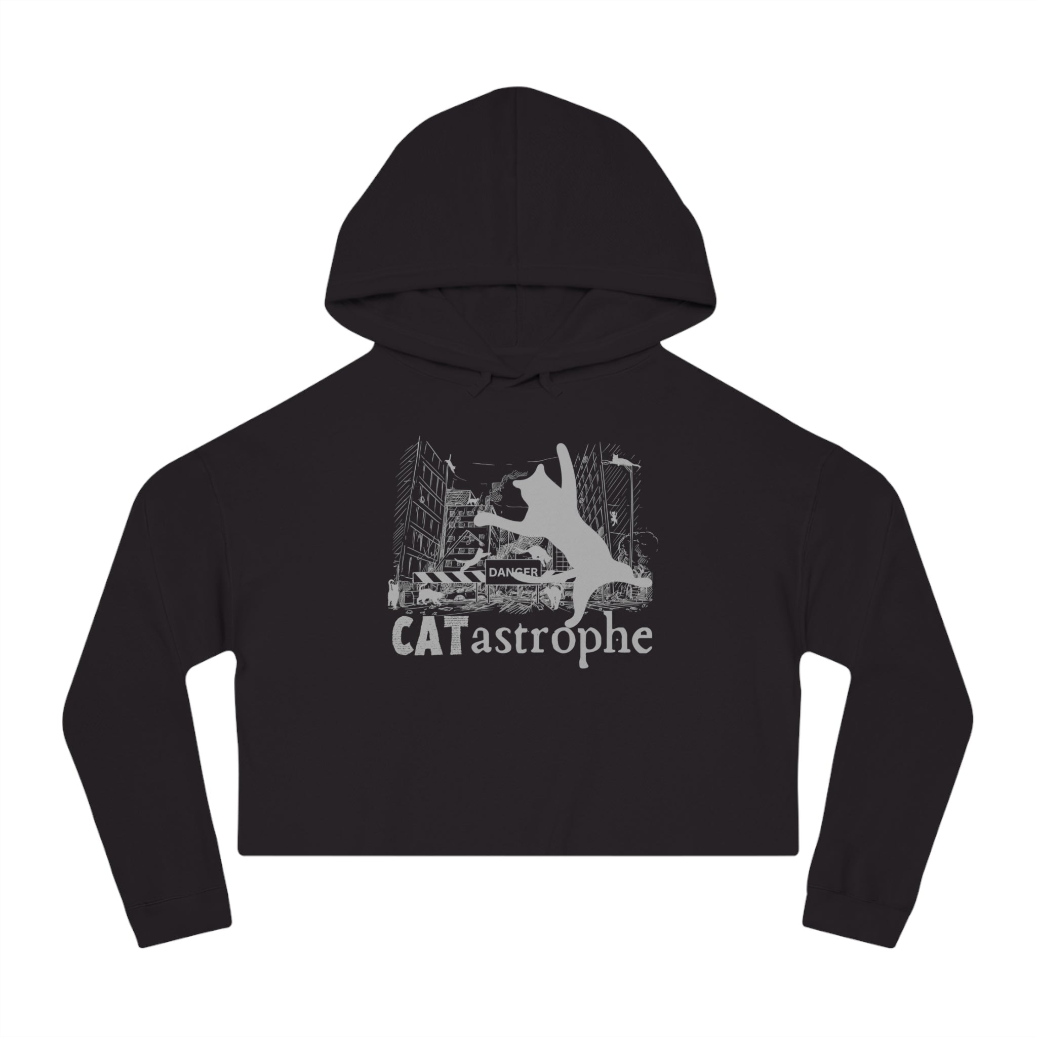 CATastrophe Women's Cropped Hooded Sweatshirt - Hoodie - EpiAl's Shop