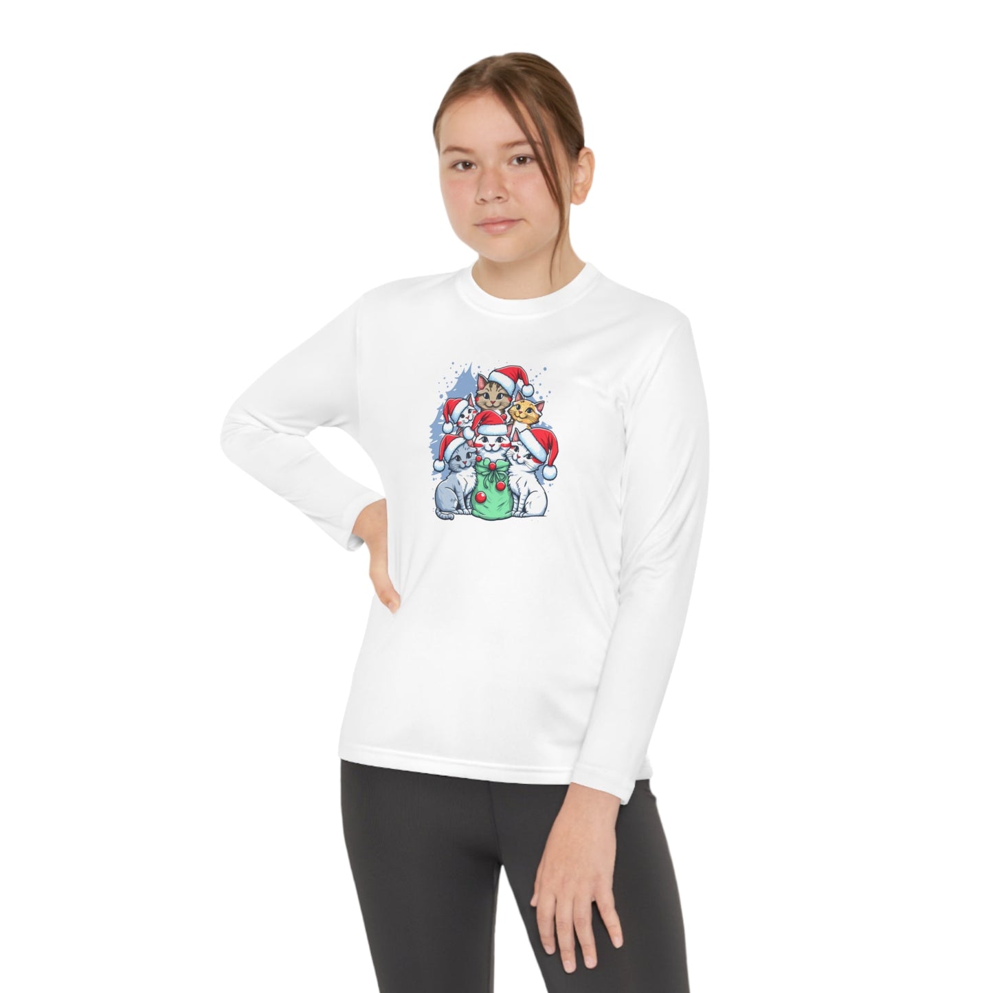 Christmas Kitties Youth Long Sleeve Competitor Tee - Kids clothes - Epileptic Al’s Shop