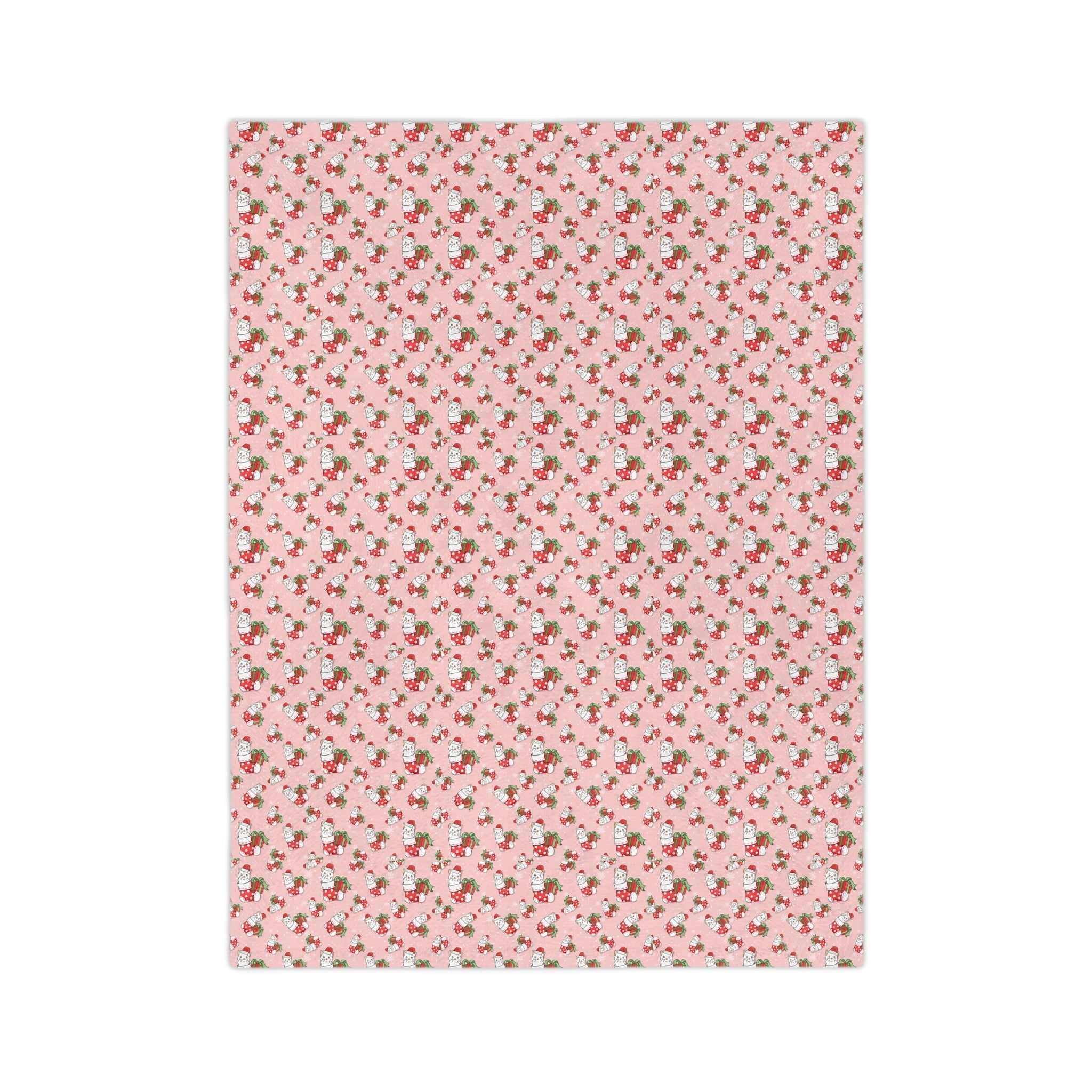 Christmas Stocking Kitty Velveteen Minky Blanket - EpiAl's Shop