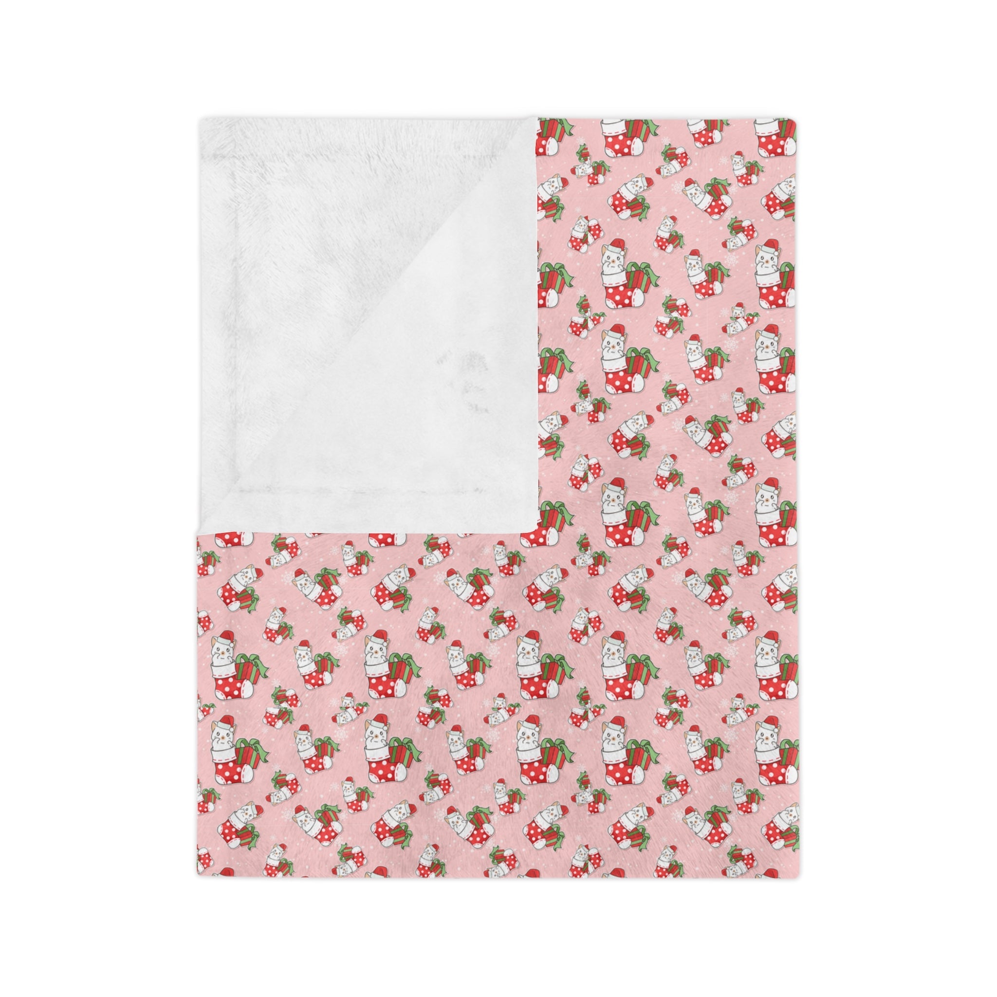 Christmas Stocking Kitty Velveteen Minky Blanket - EpiAl's Shop
