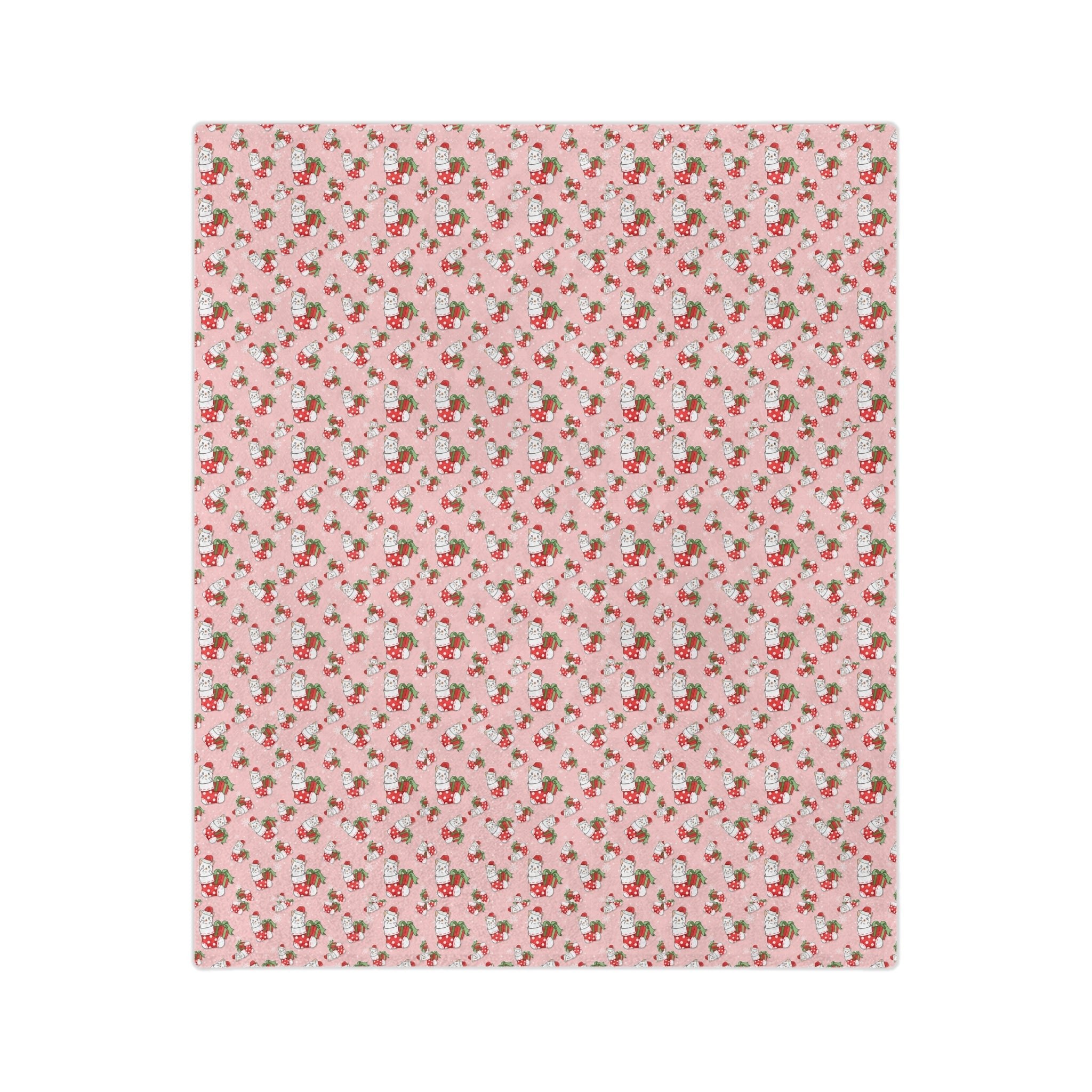 Christmas Stocking Kitty Velveteen Minky Blanket - EpiAl's Shop