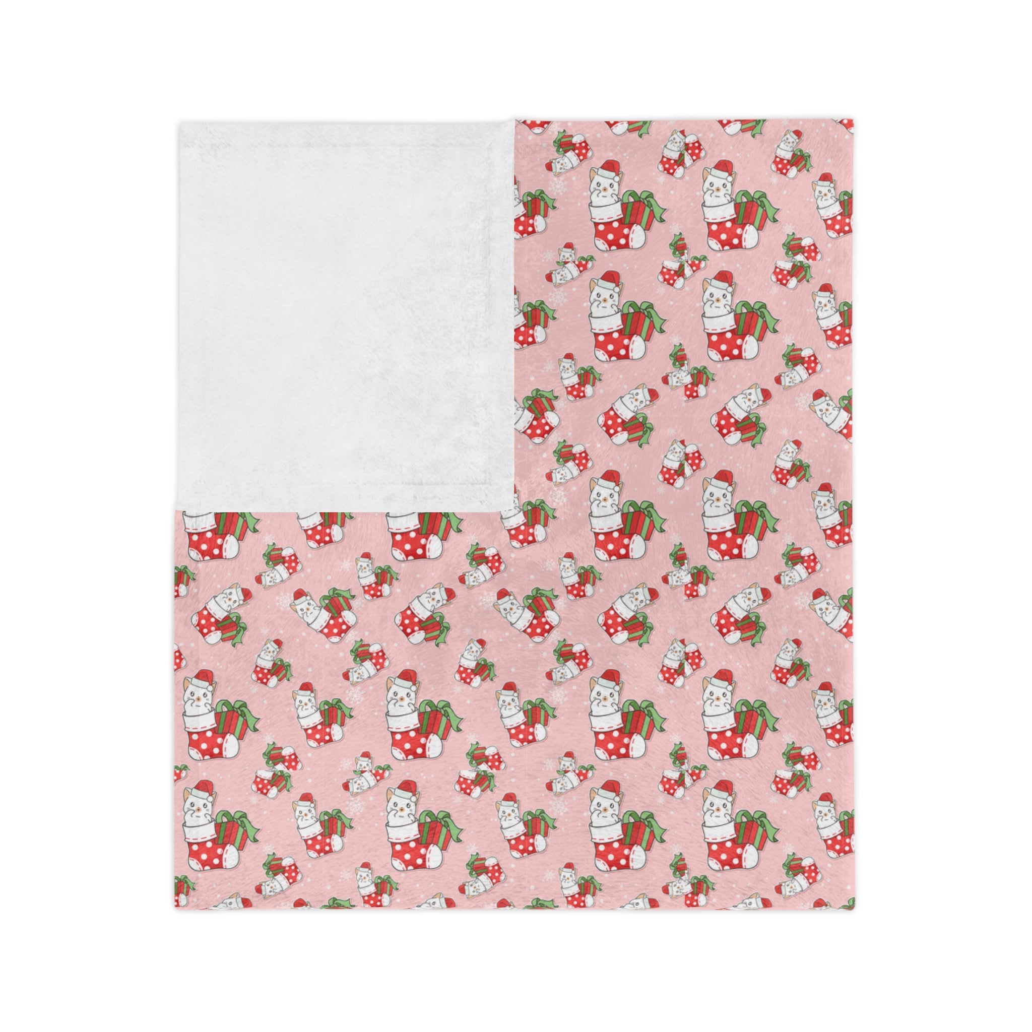 Christmas Stocking Kitty Velveteen Minky Blanket - EpiAl's Shop