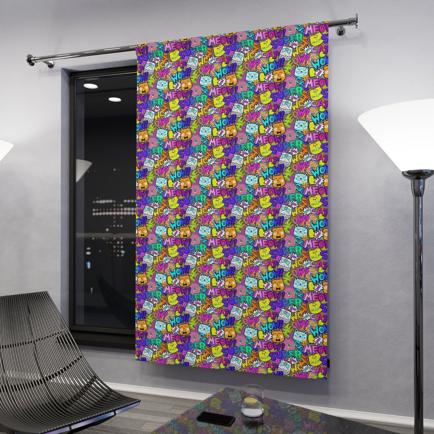 Comic Cats Window Curtains (1 Piece) - Home Decor - Epileptic Al’s Shop
