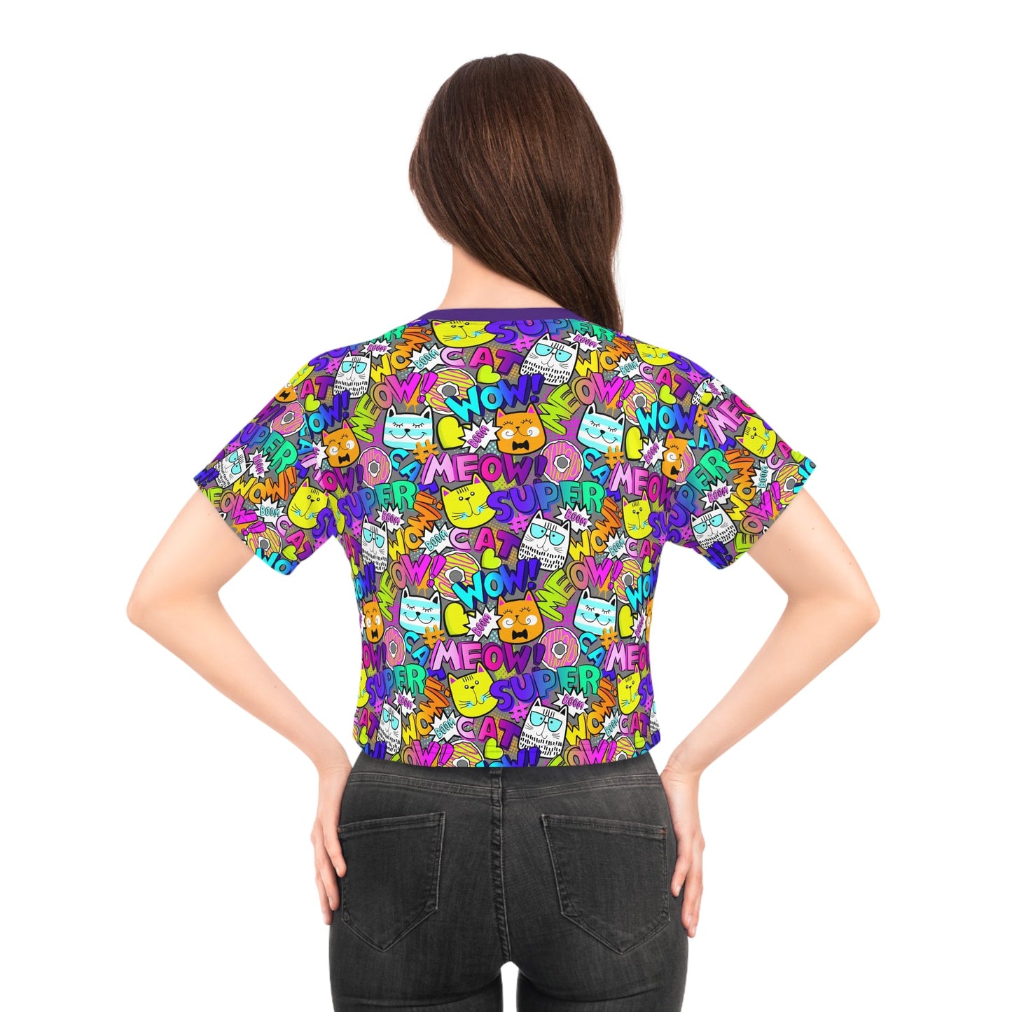 Comic Kitties Crop Tee - All Over Prints - Epileptic Al’s Shop