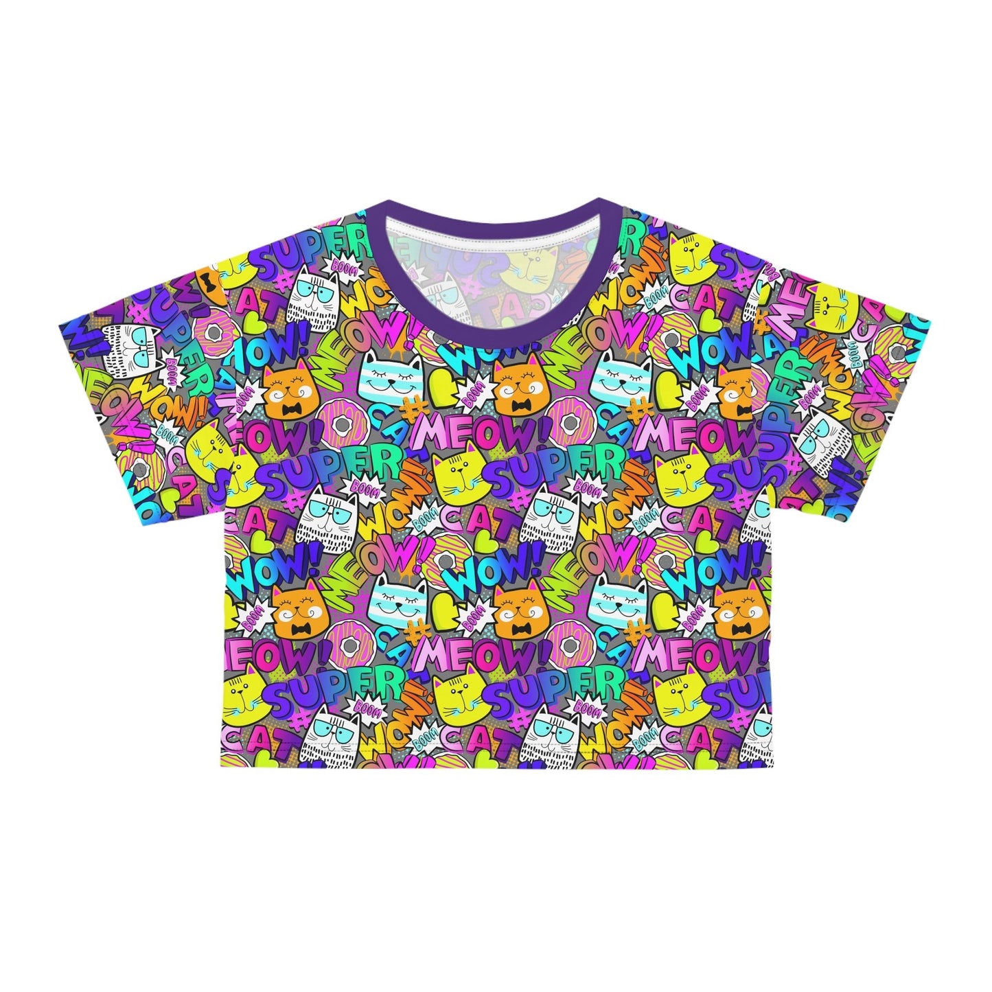 Comic Kitties Crop Tee - All Over Prints - Epileptic Al’s Shop