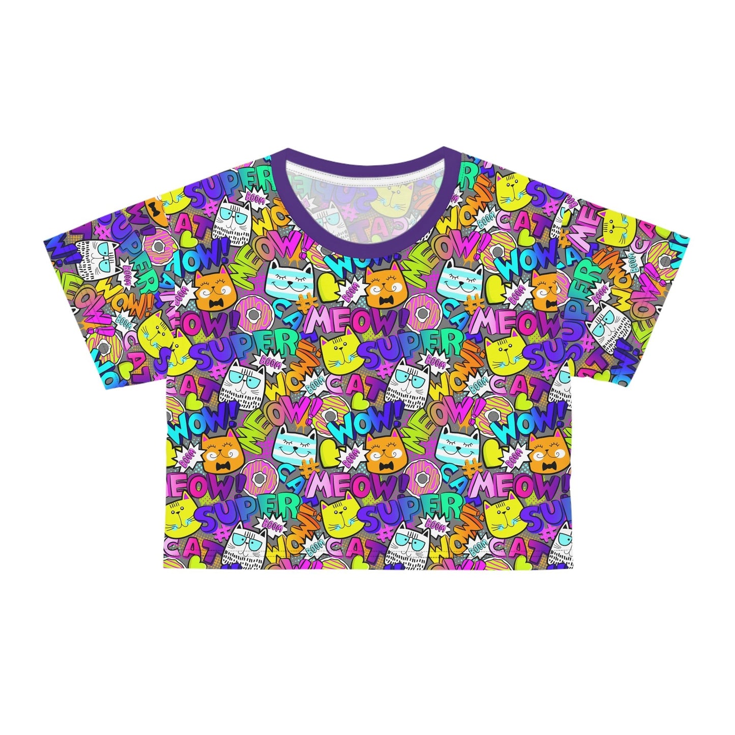 Comic Kitties Crop Tee - All Over Prints - Epileptic Al’s Shop