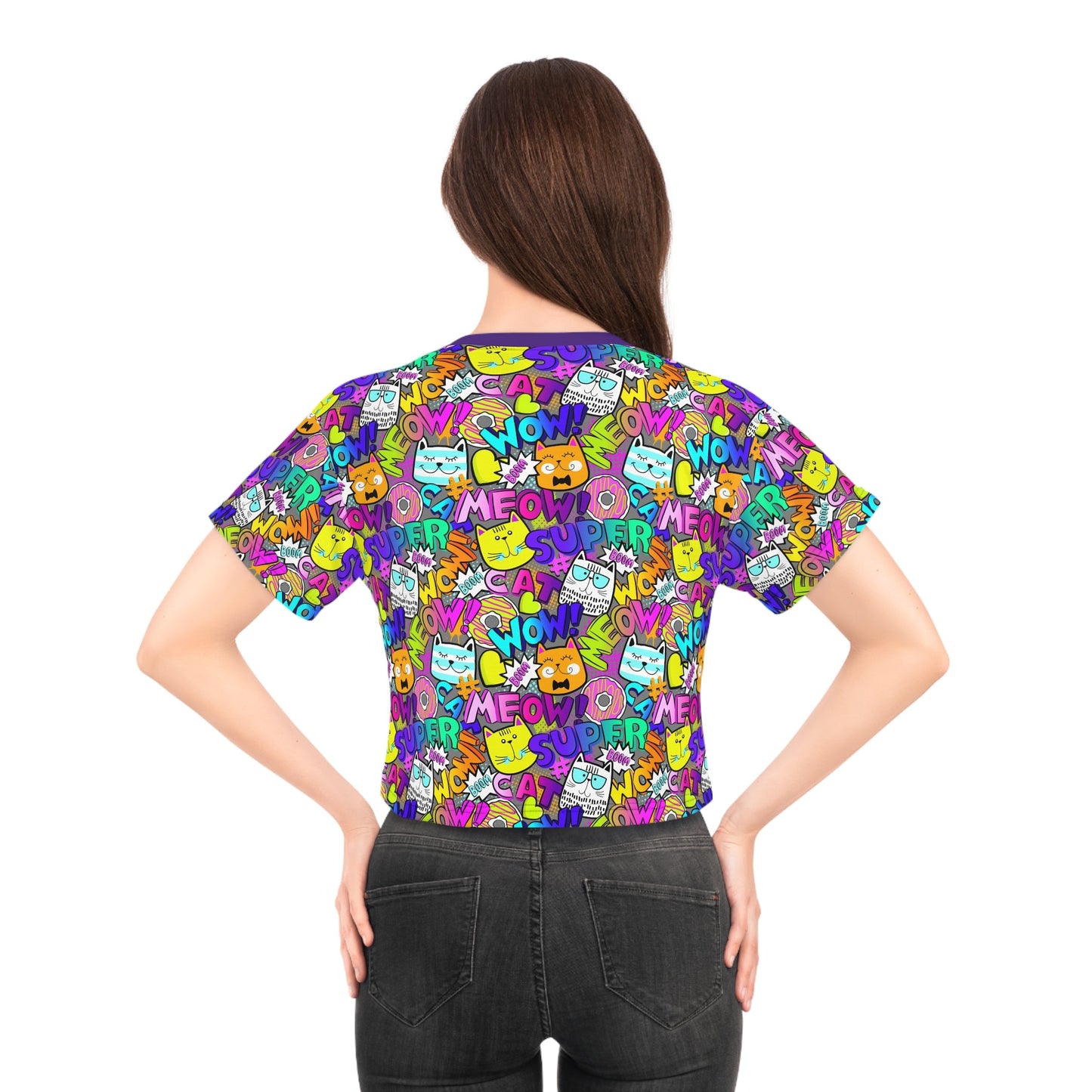 Comic Kitties Crop Tee - All Over Prints - Epileptic Al’s Shop