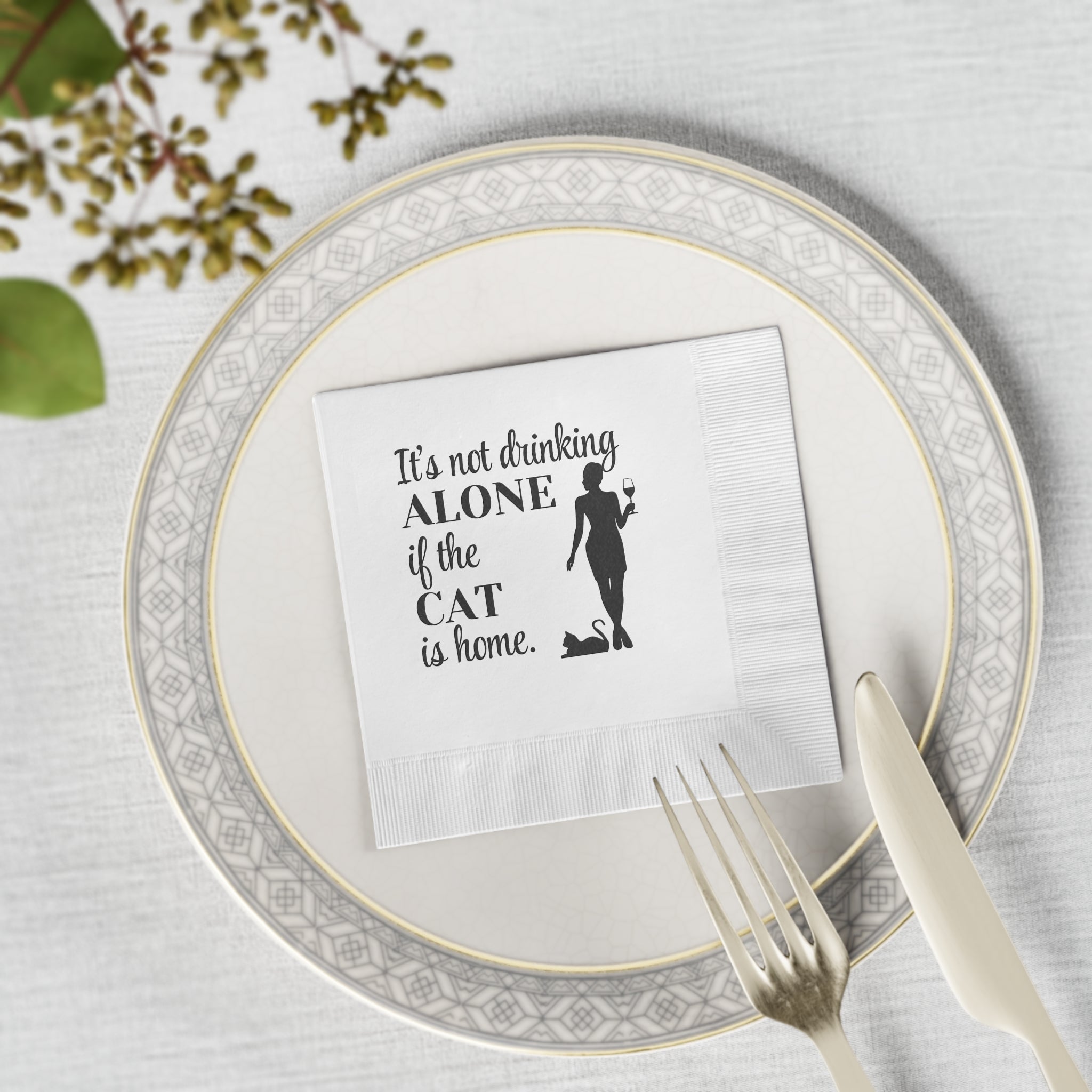 Drinking Alone White Coined Napkins - Paper Products, Napkins - EpiAl's Shop