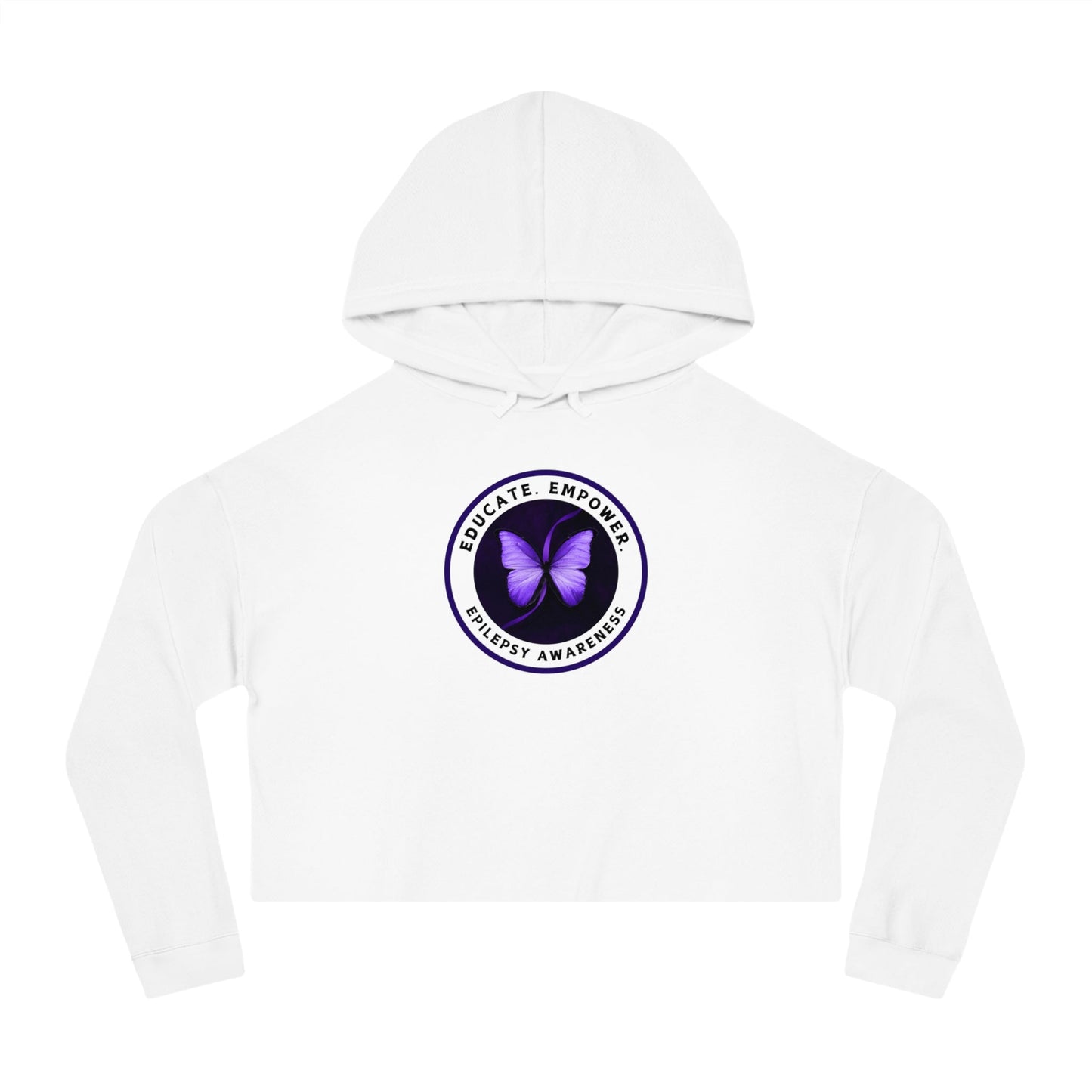 Educate, Empower Epilepsy Awareness Women's Cropped Hooded Sweatshirt - Hoodie - EpiAl's Shop