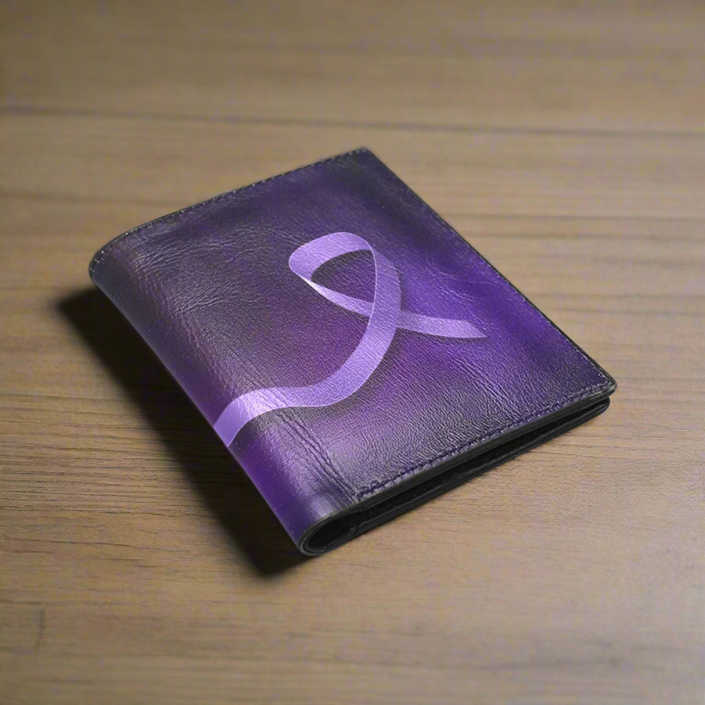 Purple Ribbon Faux Leather Wallet