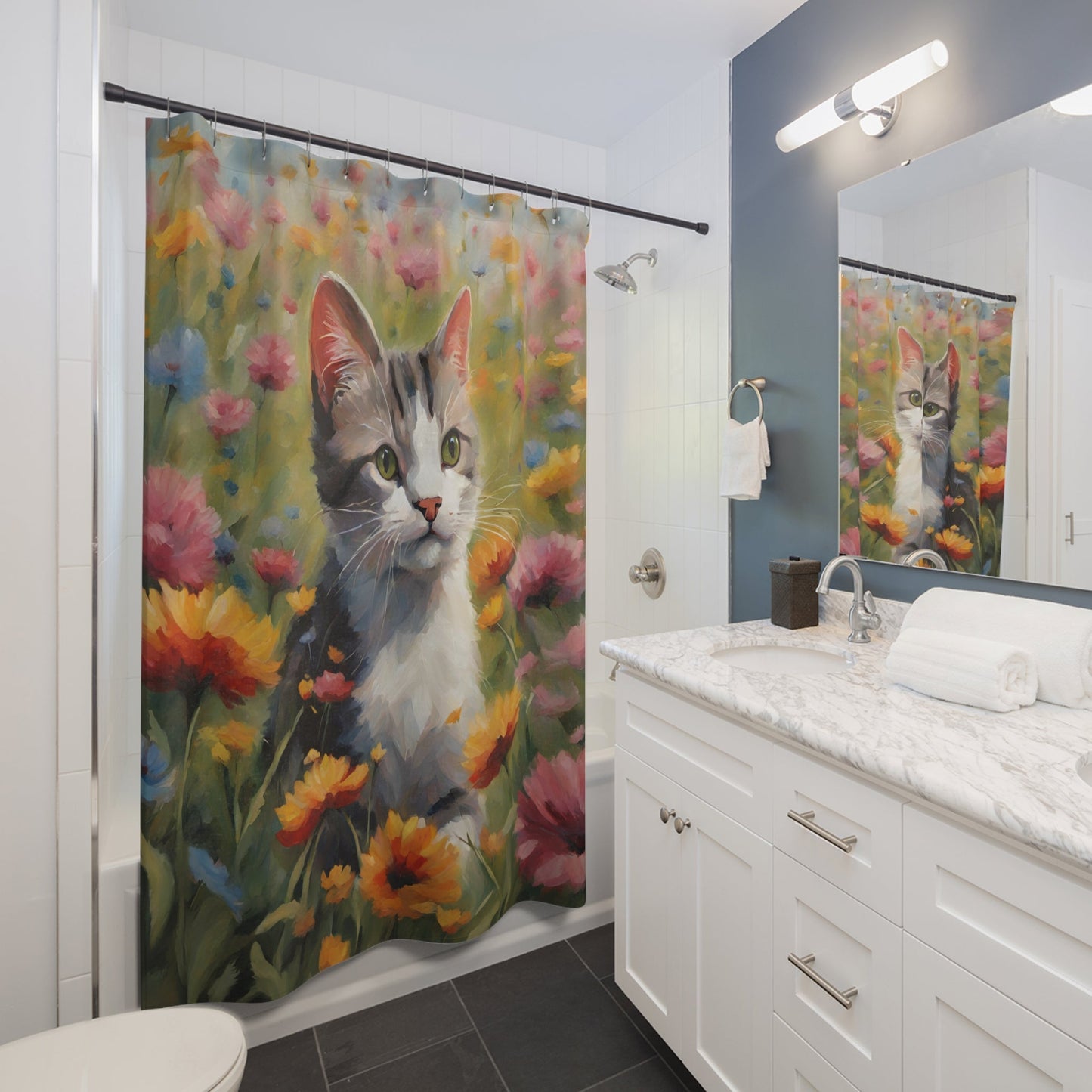 Flower Kitty Shower Curtains - Home Decor - Epileptic Al’s Shop