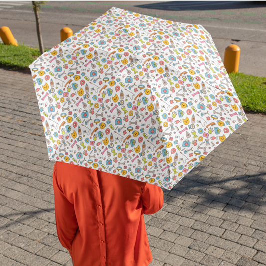 Raining Cats & Dogs Semi-Automatic Foldable Umbrella