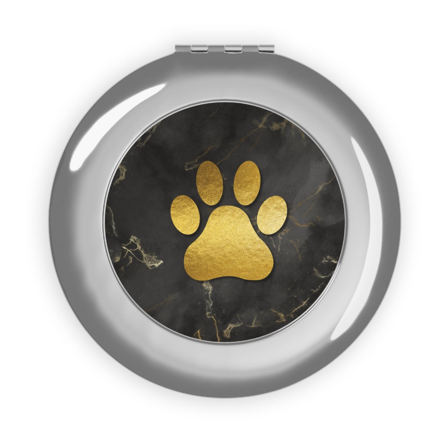 Gold Paw on Marble Compact Travel Mirror - Accessories - Epileptic Al’s Shop