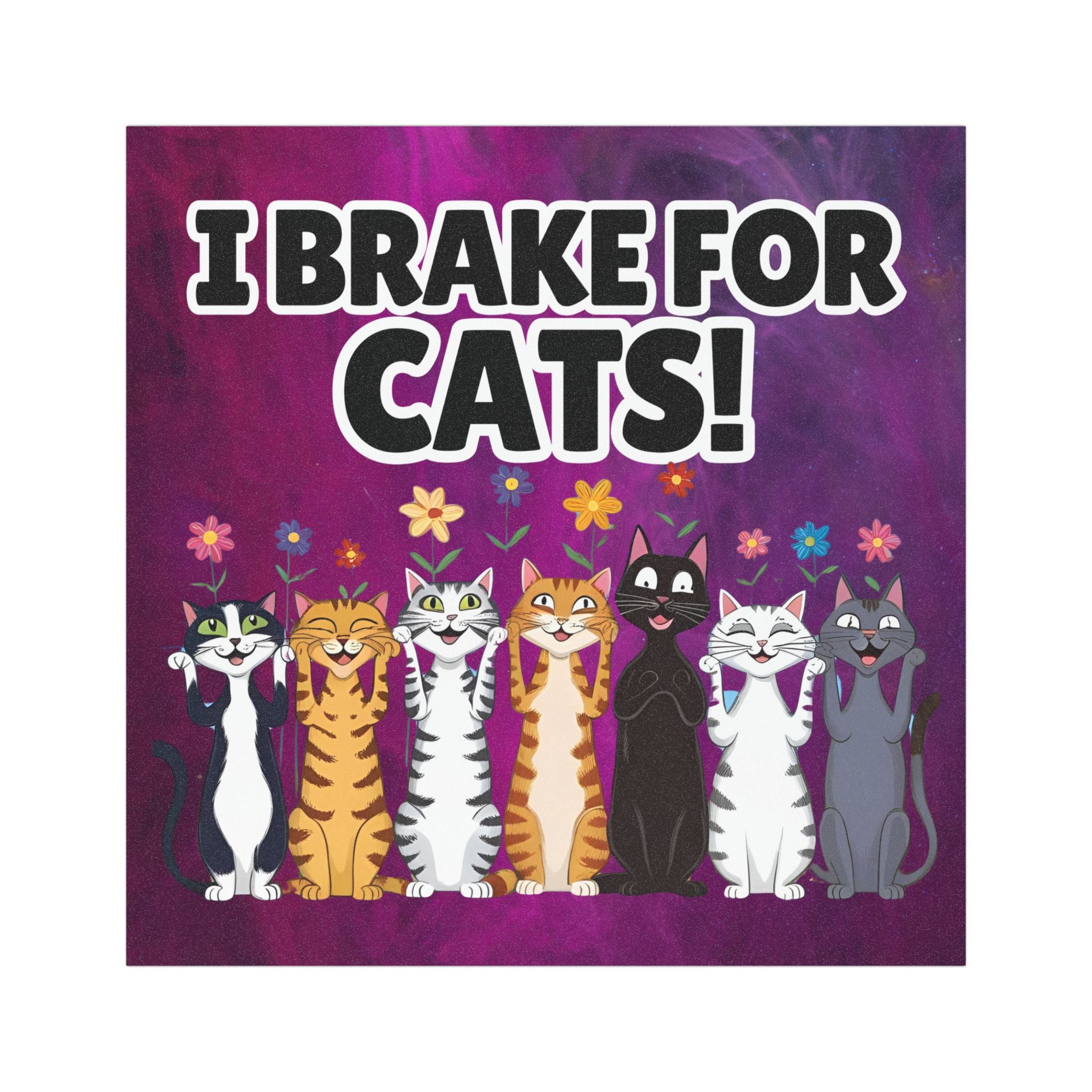 "I Brake for Cats" Funny Cat Car Magnet - Decor, Kitchen, Magnets - EpiAl's Shop