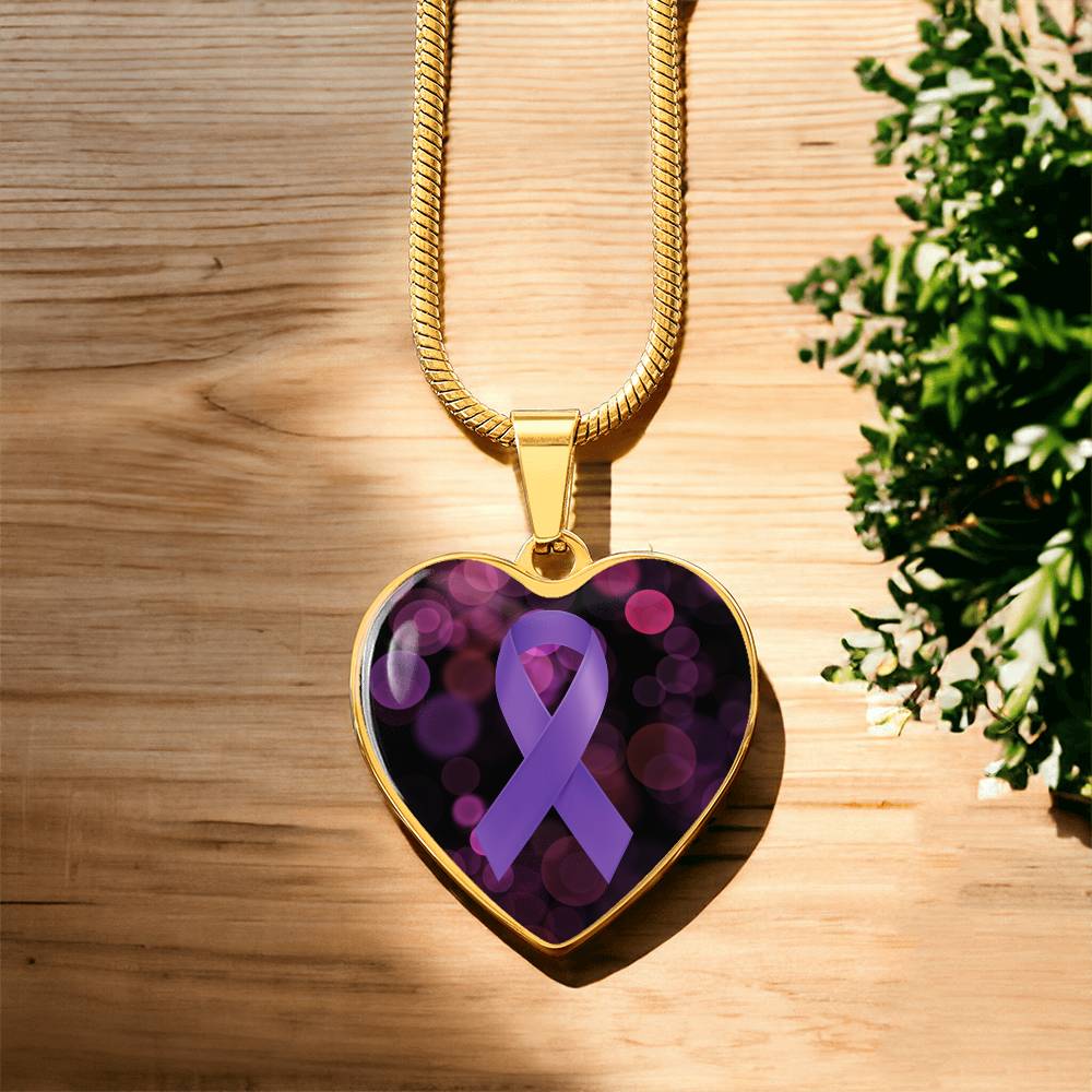 Love Purple Ribbon Necklace - Jewelry - Epileptic Al’s Shop