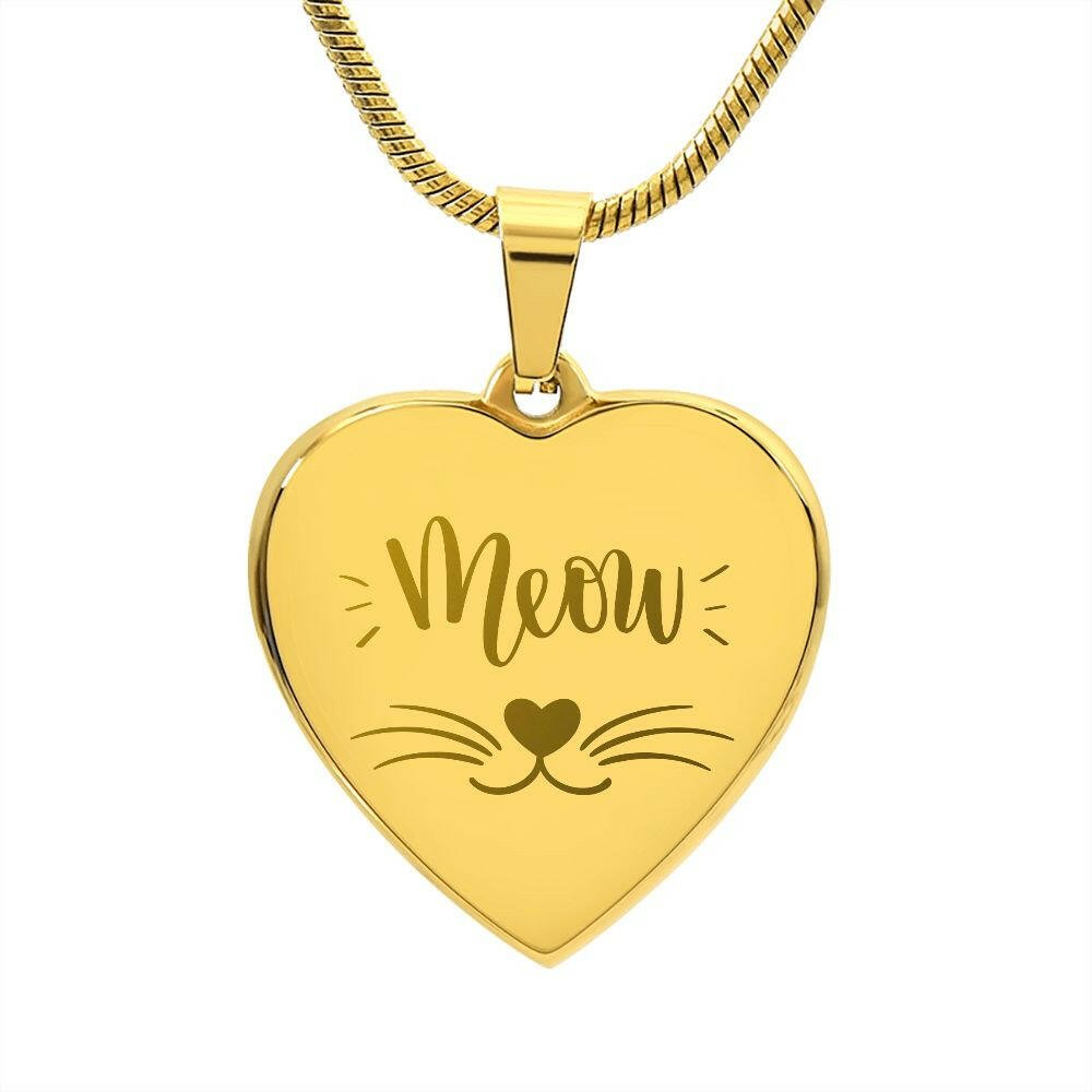 Meow Engraved Heart Necklace - Jewelry - Epileptic Al’s Shop
