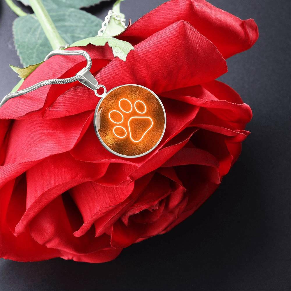 Neon Orange Paw Necklace - Jewelry - Epileptic Al’s Shop