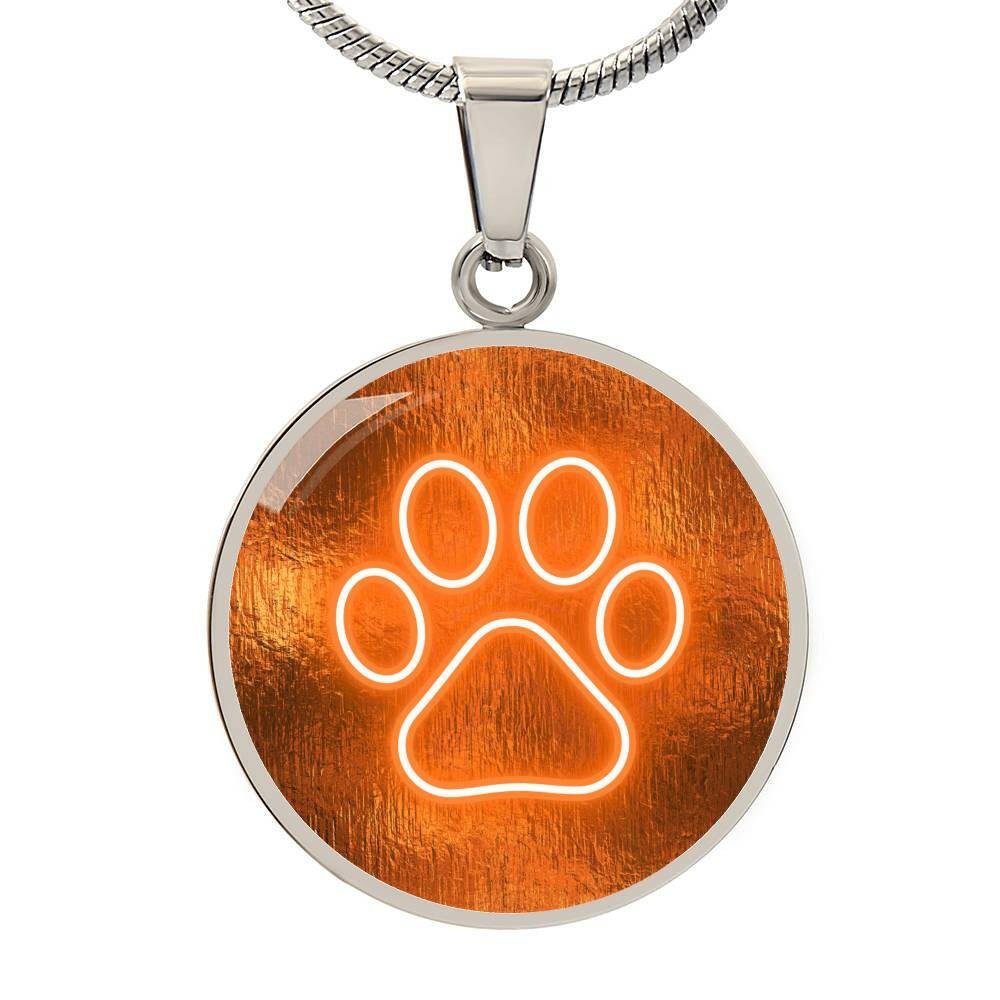 Neon Orange Paw Necklace - Jewelry - Epileptic Al’s Shop