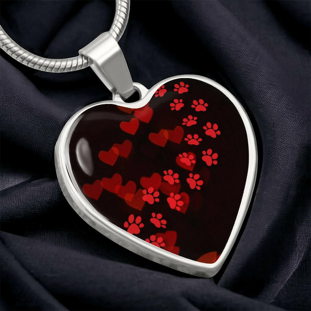 Paws on Heart Necklace - Jewelry - Epileptic Al’s Shop