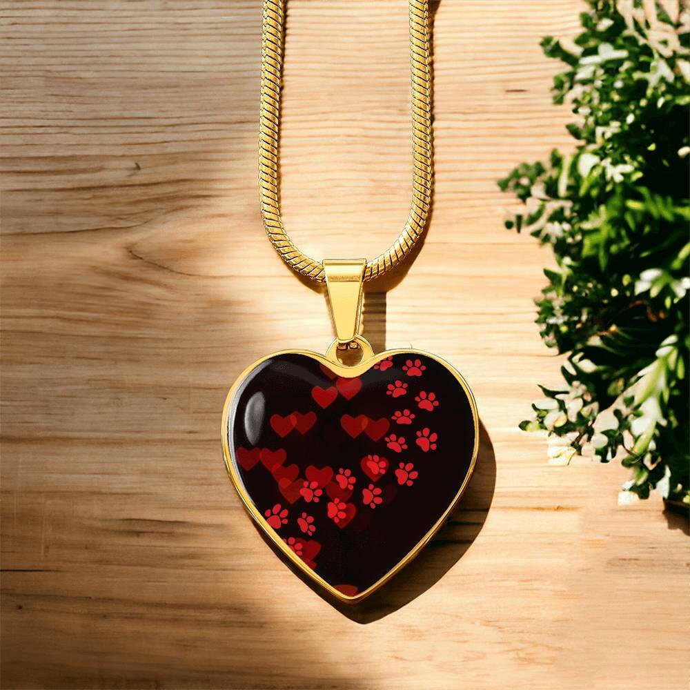 Paws on Heart Necklace - Jewelry - Epileptic Al’s Shop
