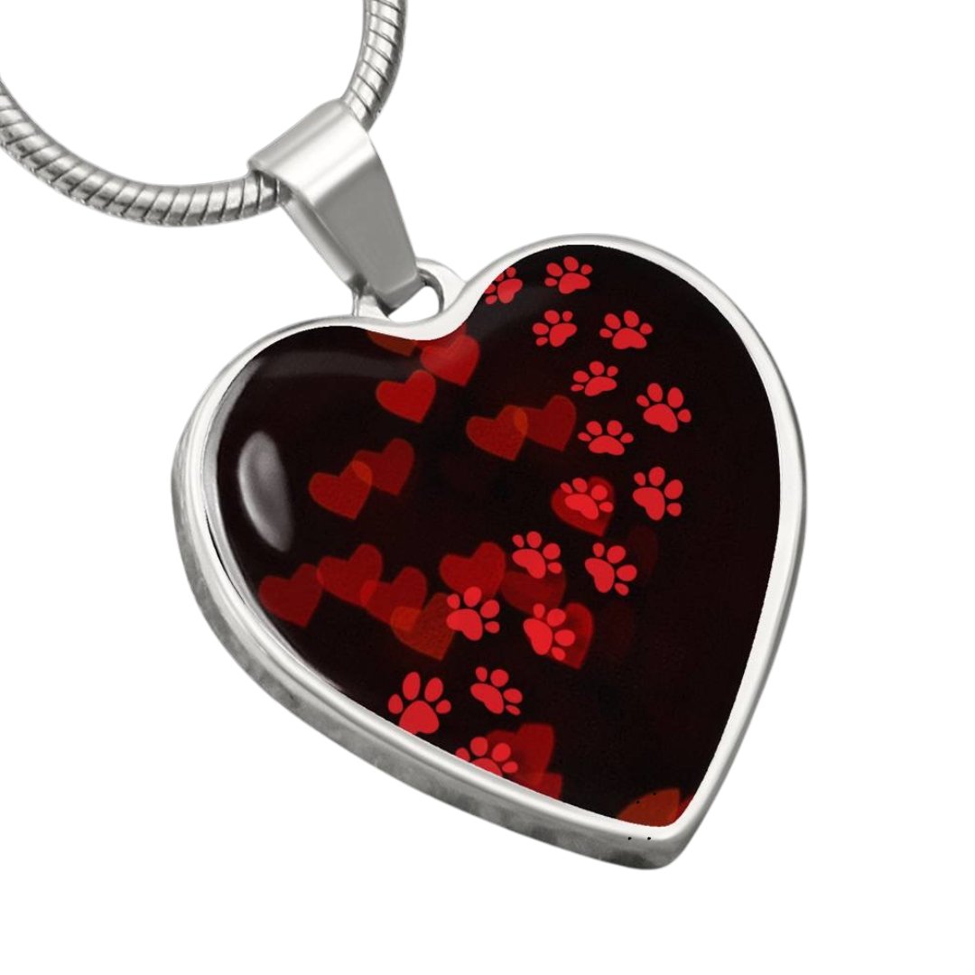 Paws on Heart Necklace - Jewelry - Epileptic Al’s Shop