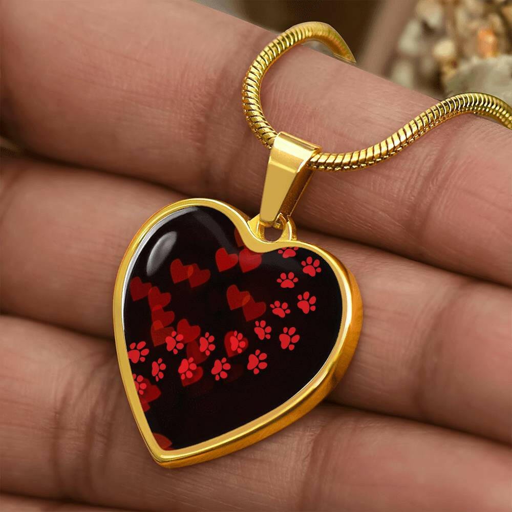 Paws on Heart Necklace - Jewelry - Epileptic Al’s Shop