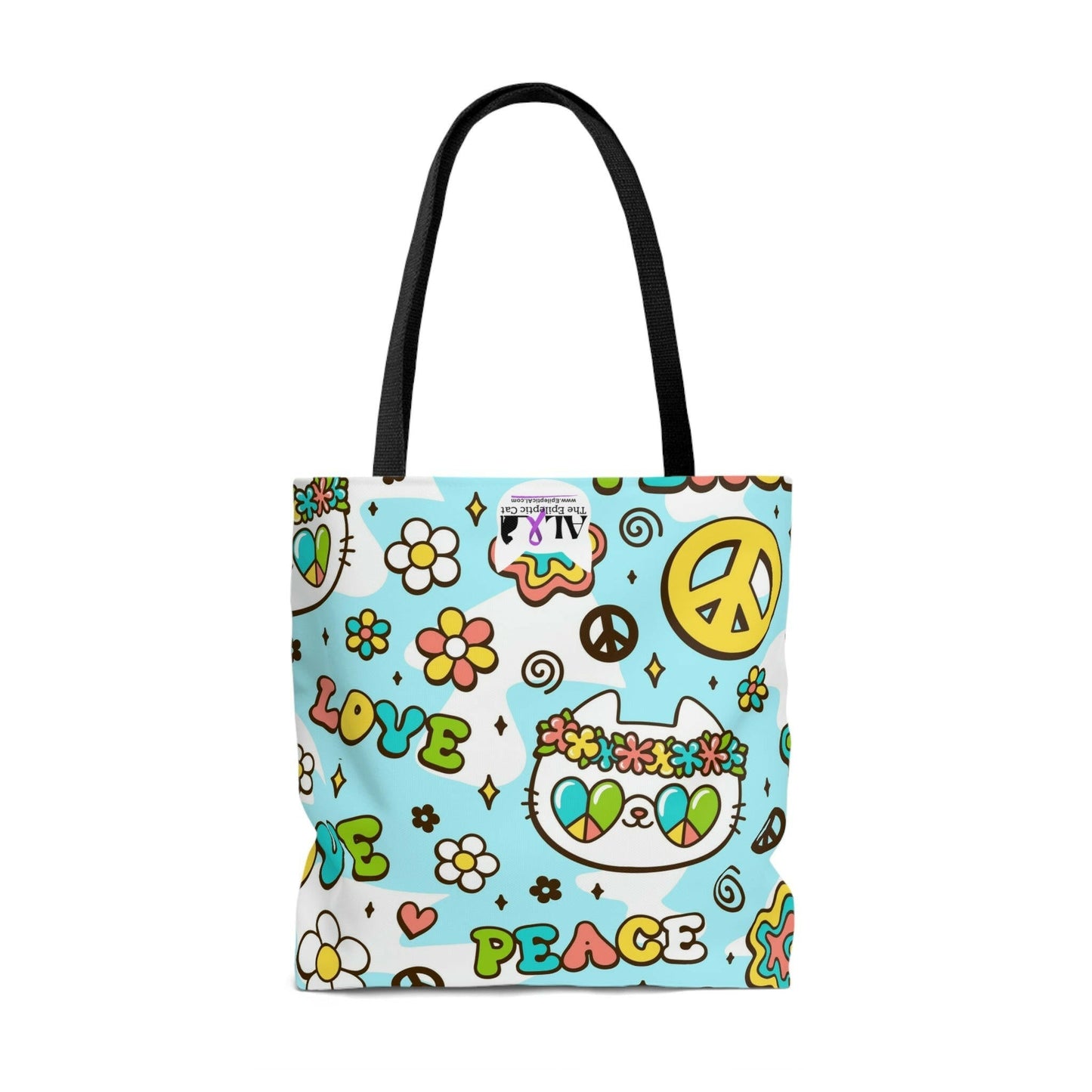 Peace & Love Kitty Tote Bag - Bags - Epileptic Alโs Shop