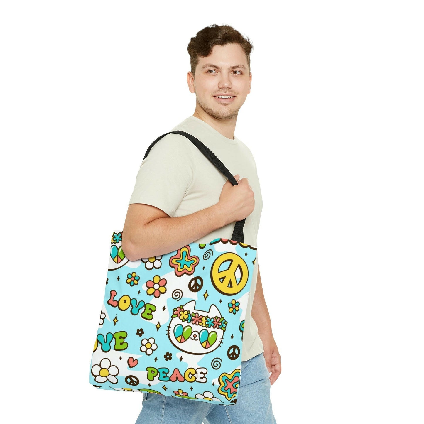 Peace & Love Kitty Tote Bag - Bags - Epileptic Alโs Shop