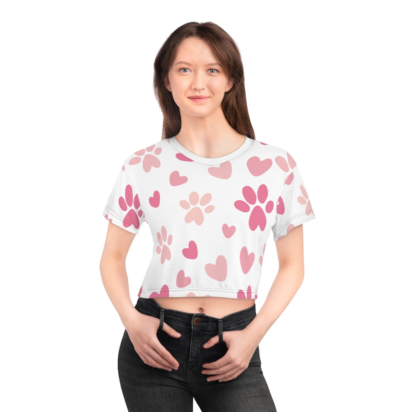 Pink Paws Crop Tee - All Over Prints - Epileptic Al’s Shop