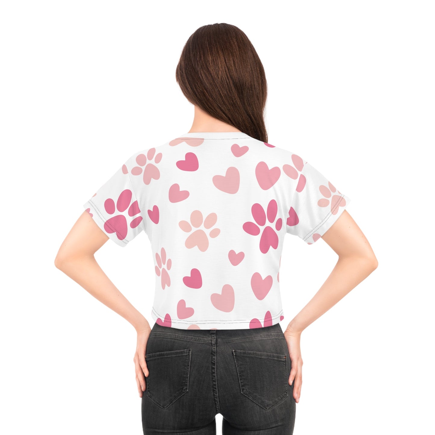 Pink Paws Crop Tee - All Over Prints - Epileptic Al’s Shop