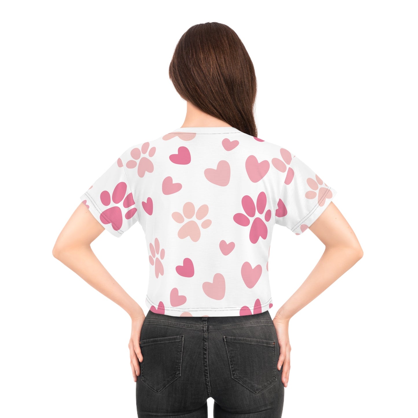 Pink Paws Crop Tee - All Over Prints - Epileptic Al’s Shop