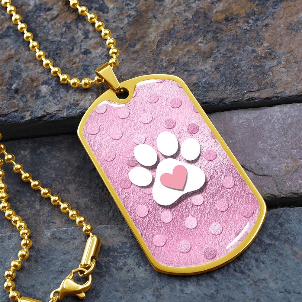 Pink Polkadot Paw Necklace - Jewelry - Epileptic Al’s Shop