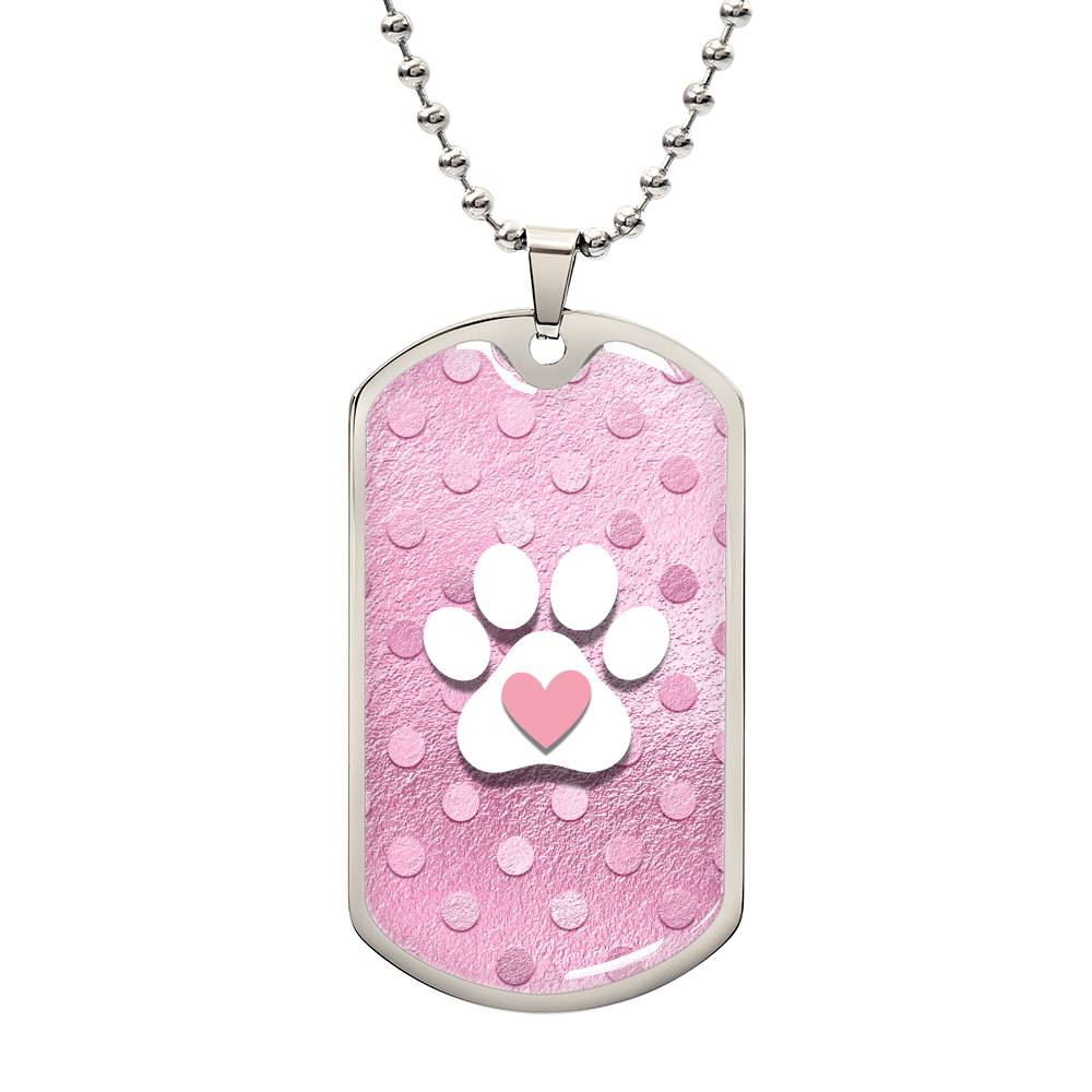 Pink Polkadot Paw Necklace - Jewelry - Epileptic Al’s Shop